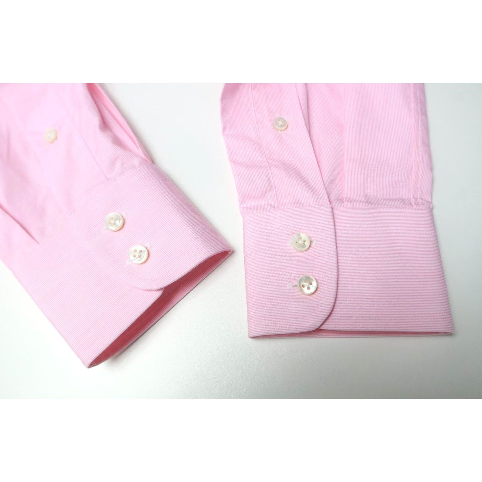 Suitsupply SUITSUPPLY Shirt Men's XL Pink Spread Collar Button Up Long Sleeve Pinstriped Size US XL / EU 56 / 4 - 5 Thumbnail