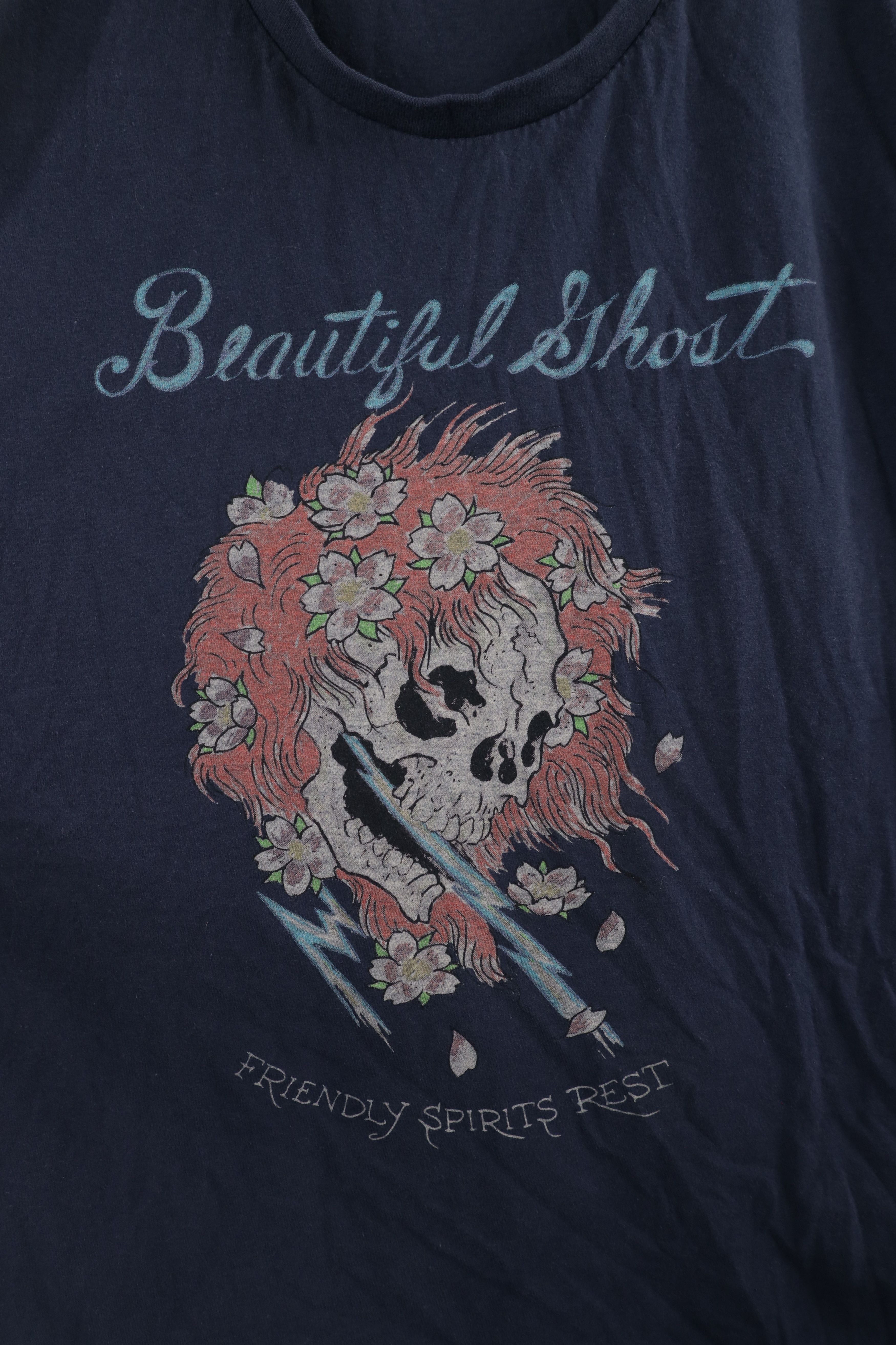 Ed Hardy × Vintage Vintage Ed Hardy Skull Beautiful Ghost T-Shirt Navy Blue Size US XL / EU 56 / 4 - 4 Thumbnail