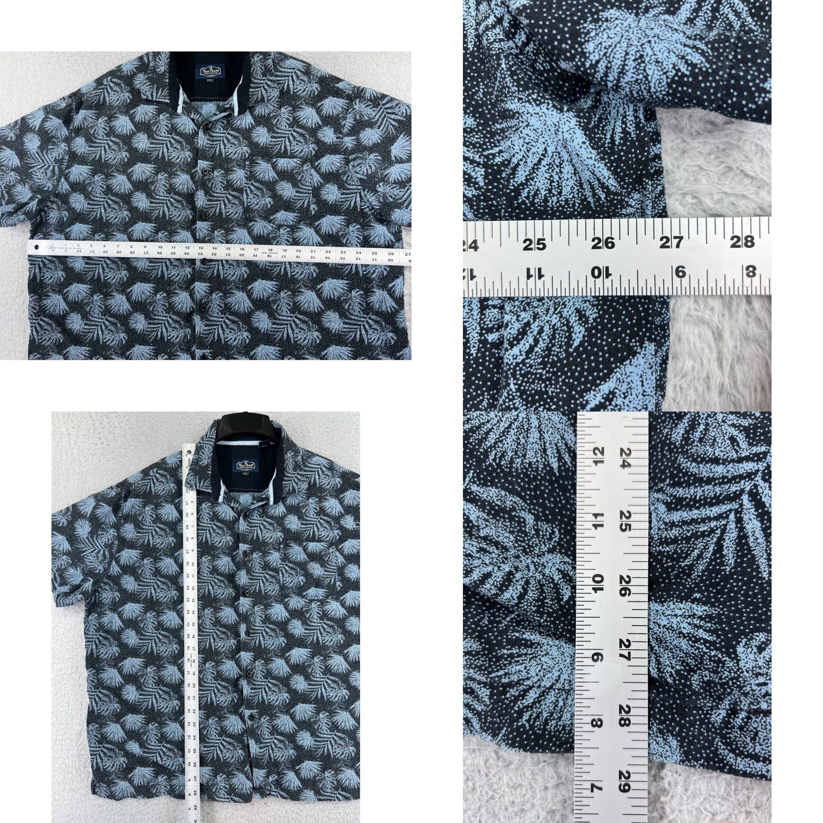 Nat Nast Nat Nast Shirt Mens 2XL Floral Palm Print Silk Button-Up Black Blue Casual Shirt Size US XXL / EU 58 / 5 - 8 Thumbnail
