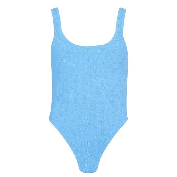 Alexander Wang o1g2r1mq0824 Logo Textured Swimsuit in Light Blue Size M / US 6-8 / IT 42-44 - 1 Thumbnail
