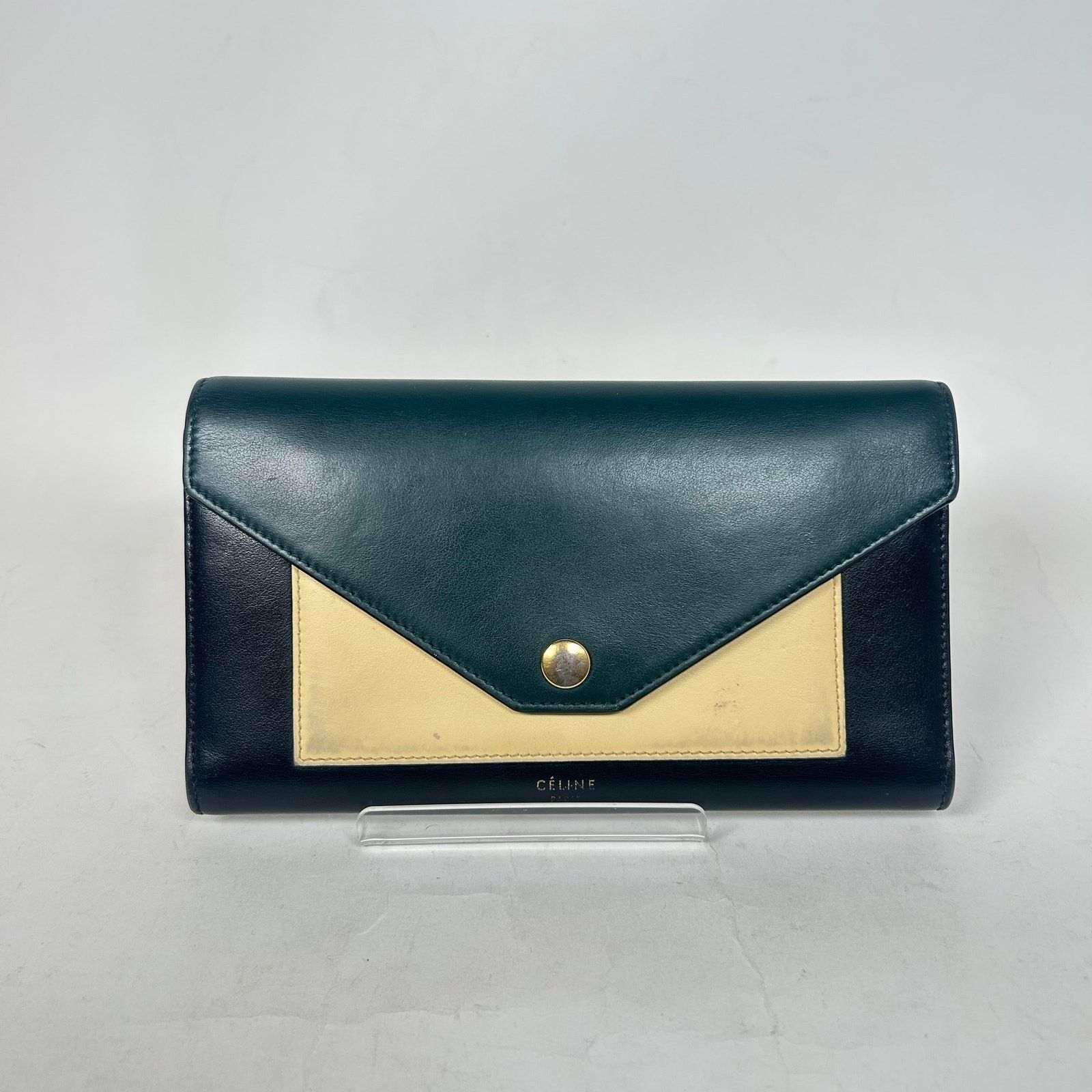 Celine Celine Black/Green Calfskin Envelope Wallet Size ONE SIZE - 1 Thumbnail