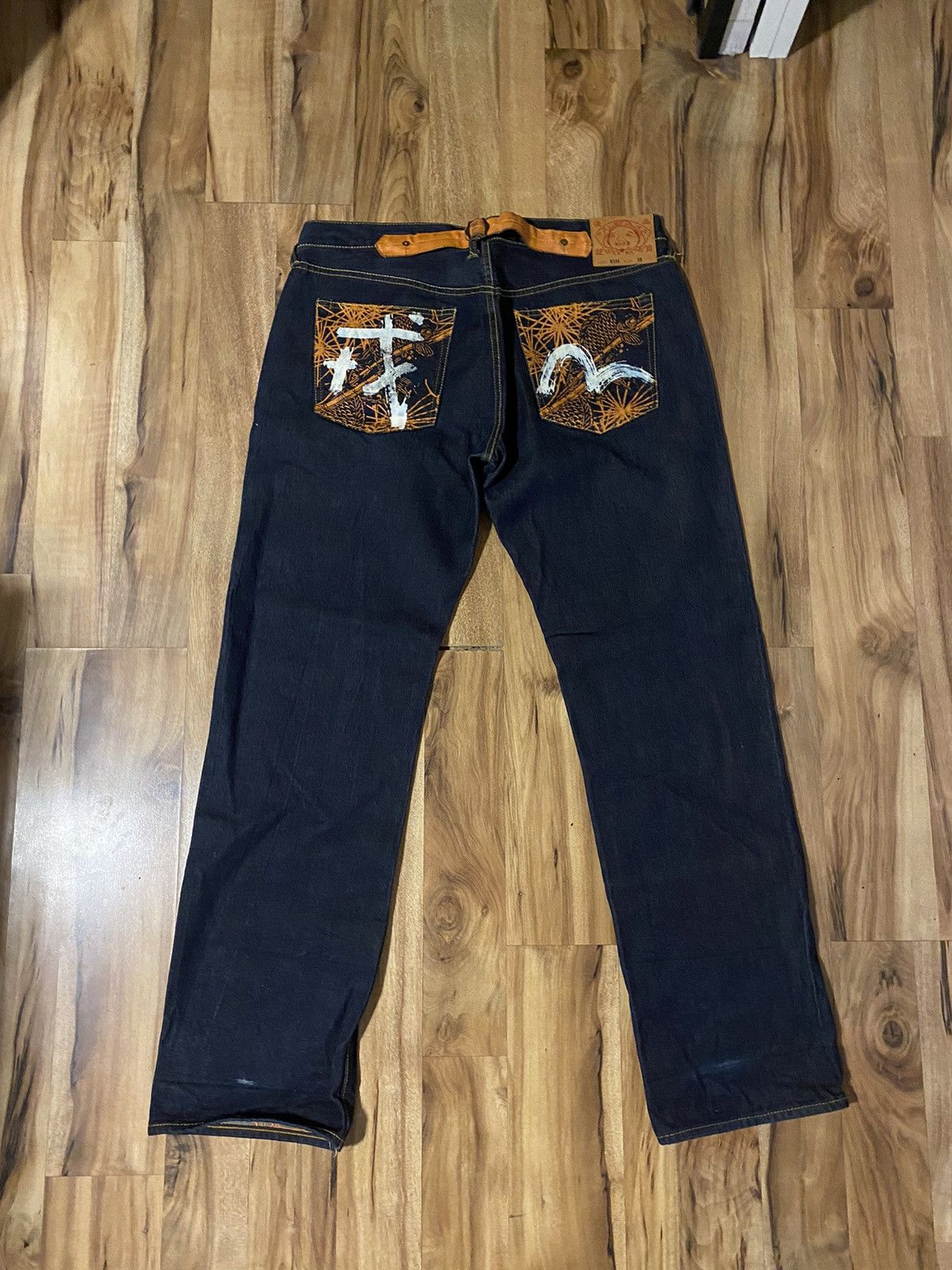 image of Evisu Denim Jeans in Blue Denim, Men's (Size 38)