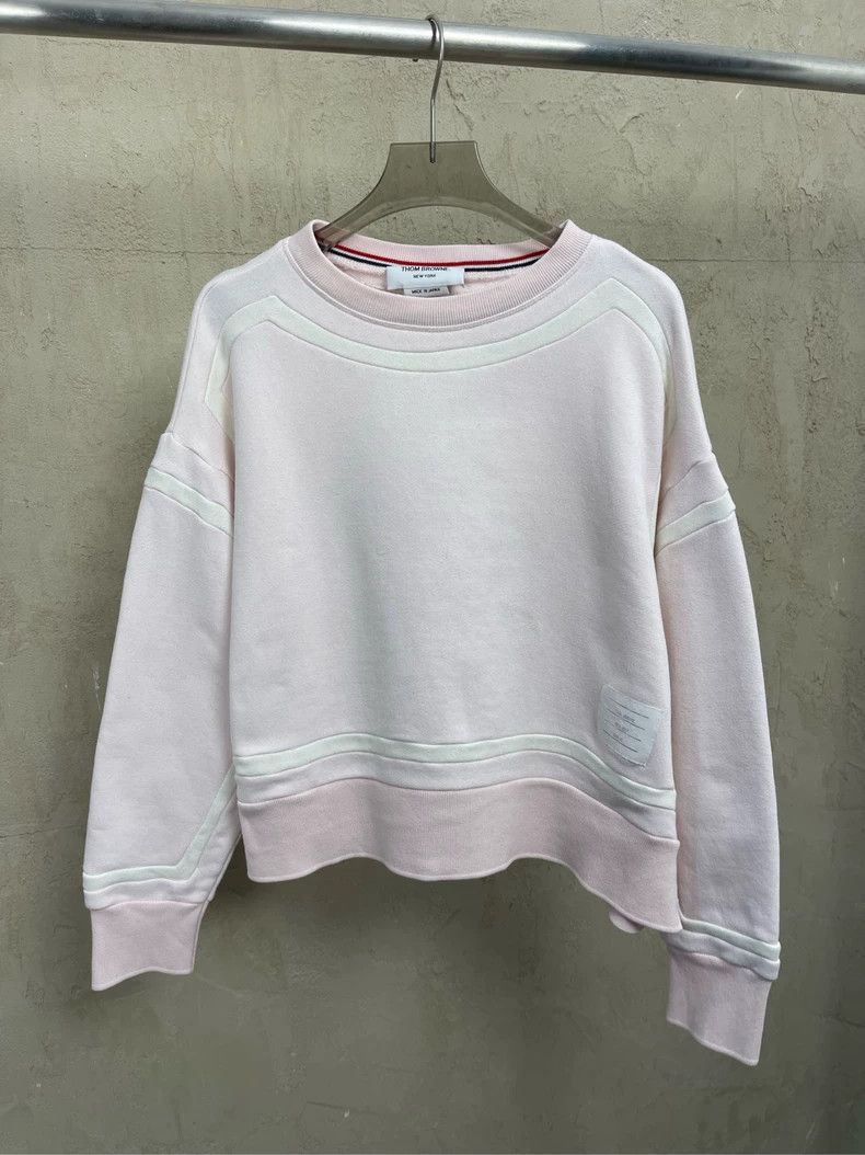 Thom Browne Thom browne Size 00 Light pink white striped round-neck sw Size XXS / US 00 / IT 34 - 1 Thumbnail