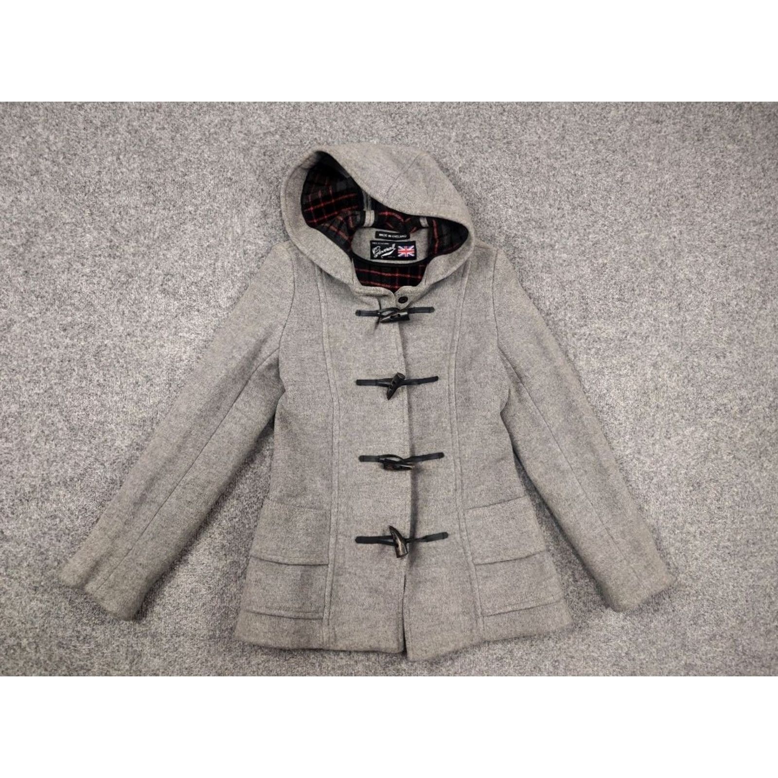 Gloverall VINTAGE Gloverall Duffle Coats Gray Wool Button Hooded Women's Short Jacket Size 28" / US 6 / IT 42 - 3 Thumbnail
