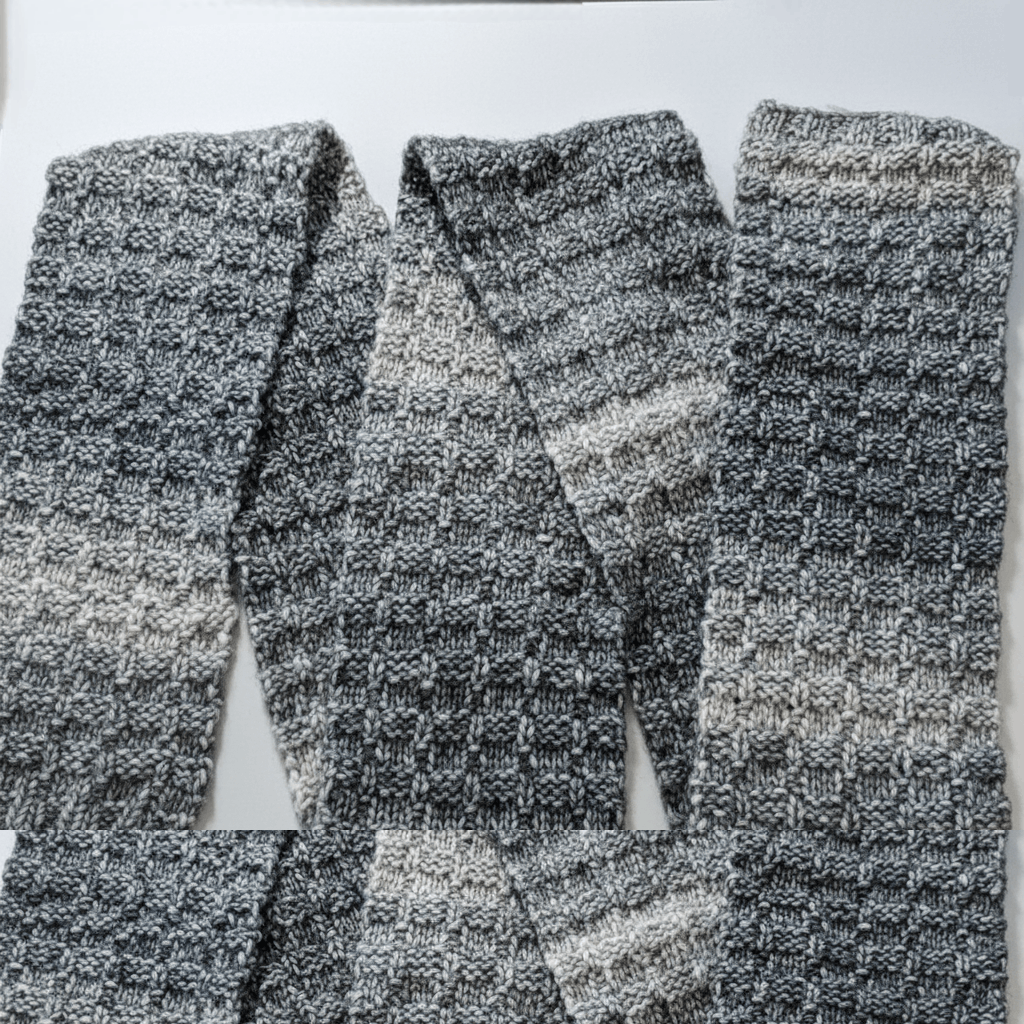 Handmade Handknit 74x5" Scarf Knit Grey Waffle Stitch Ombre Soft Size ONE SIZE - 7 Thumbnail