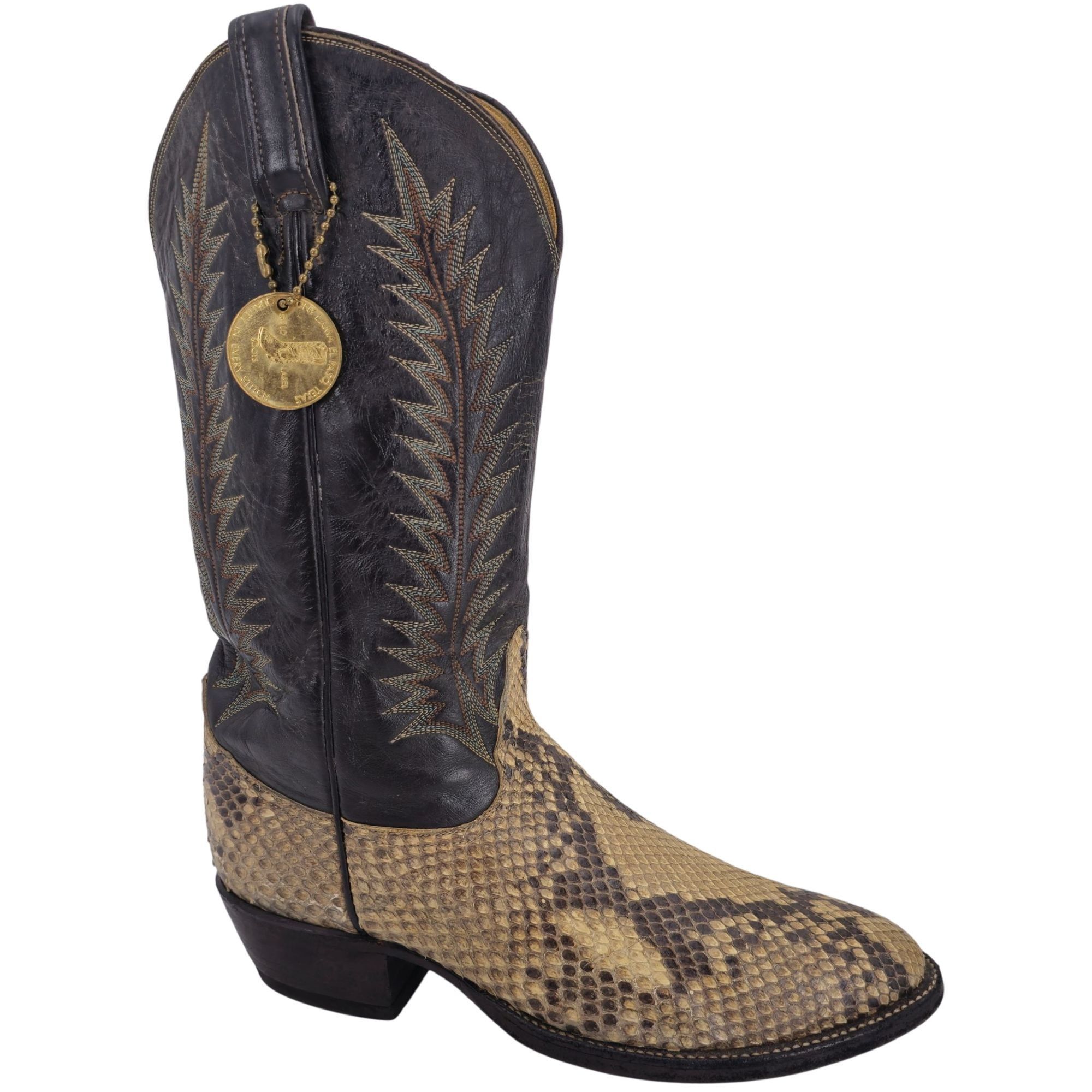 Tony Lama Vintage Exotic Tony Lama Python Snakeskin Men 9 Brown Cowboy Size US 9 / EU 42 - 1 Thumbnail