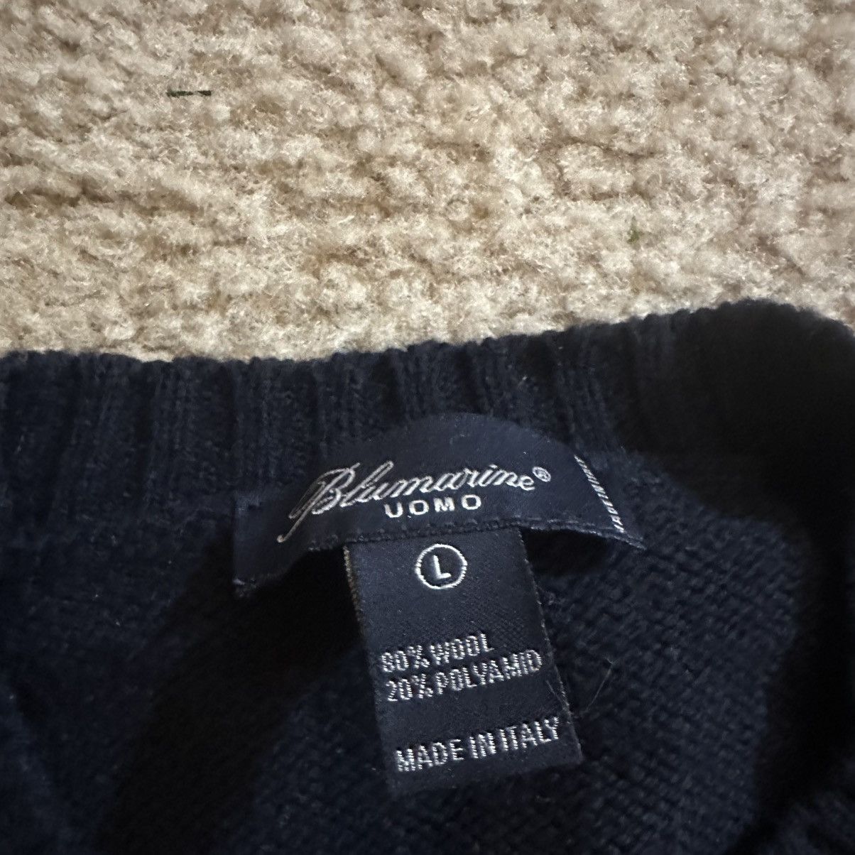 Designer Blumarine Uomo Italian Wool Crew Neck Pullover Knit Sweater Size US L / EU 52-54 / 3 - 3 Thumbnail
