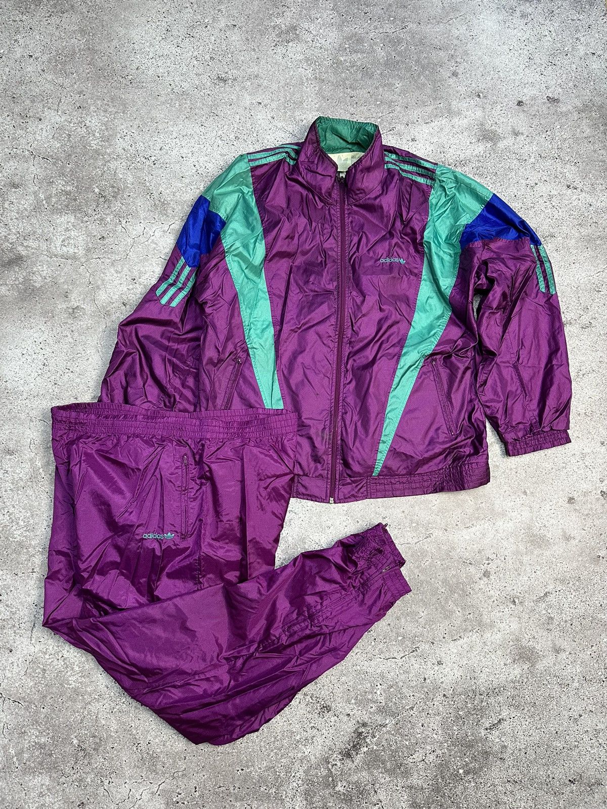 Image of Adidas Tracksuit Nylon Jacket Pants Y2K 90’S, Men's (Size Large)