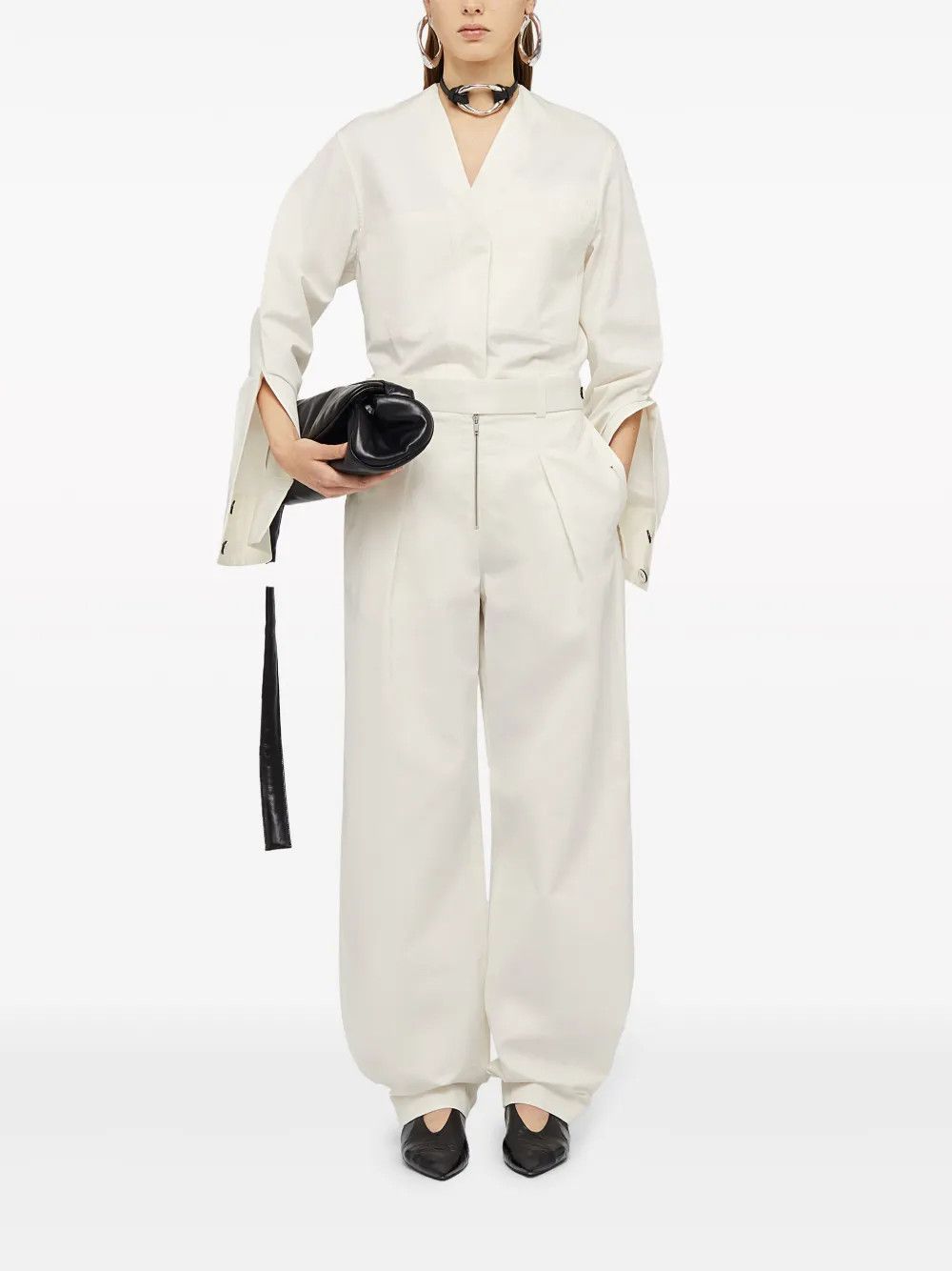 Jil Sander o1y1025 Casual Pant in White Size 26" / US 2 / IT 38 - 2 Thumbnail