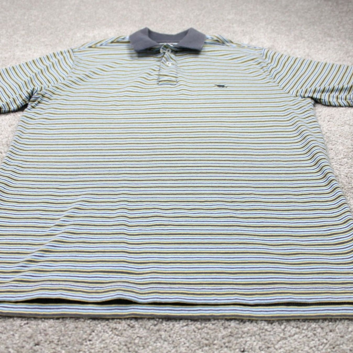 Rodd & Gunn Rodd & Gunn Polo Shirt Mens Small Blue/Yellow/Brown Striped Cotton S/S Pullover Size US S / EU 44-46 / 1 - 3 Thumbnail