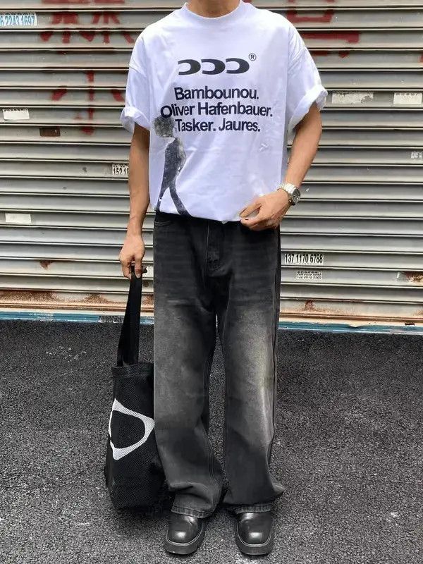 Japanese Brand Gray loose distressed yuppie baggy pants Size US 32 / EU 48 - 1 Thumbnail