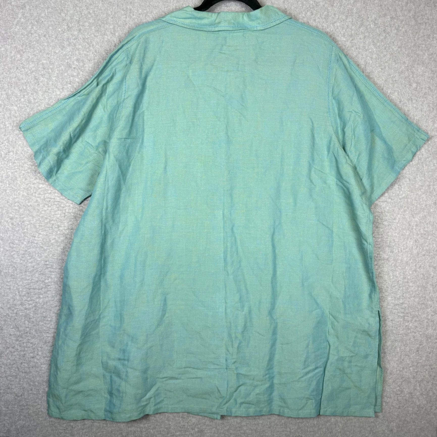 Avenue Avenue Shirt Button-Down Women Plus 18/20 Green Linen Blend Blue Brand New Top Size XXL / US 16-18 / IT 52-54 - 6 Thumbnail