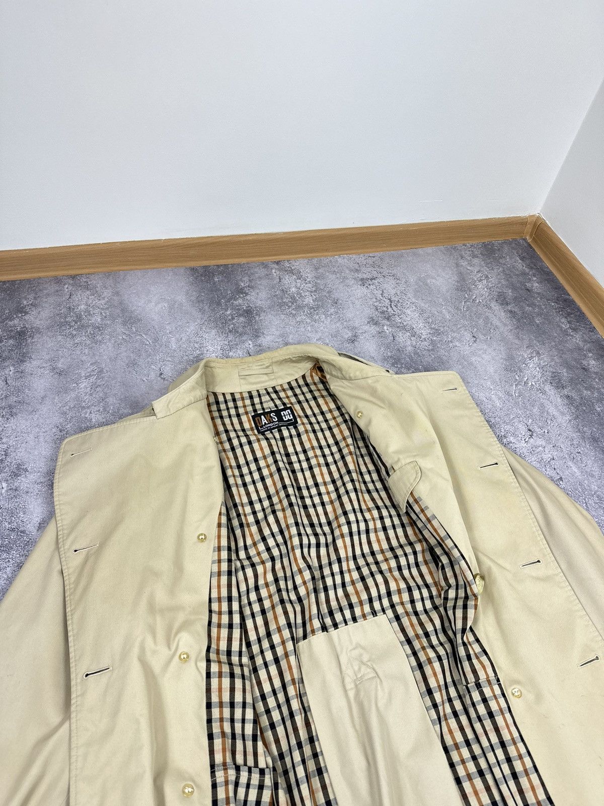 DAKS Vintage Daks London Luxury Nova Check Designer Trench Coat Size US XL / EU 56 / 4 - 3 Thumbnail