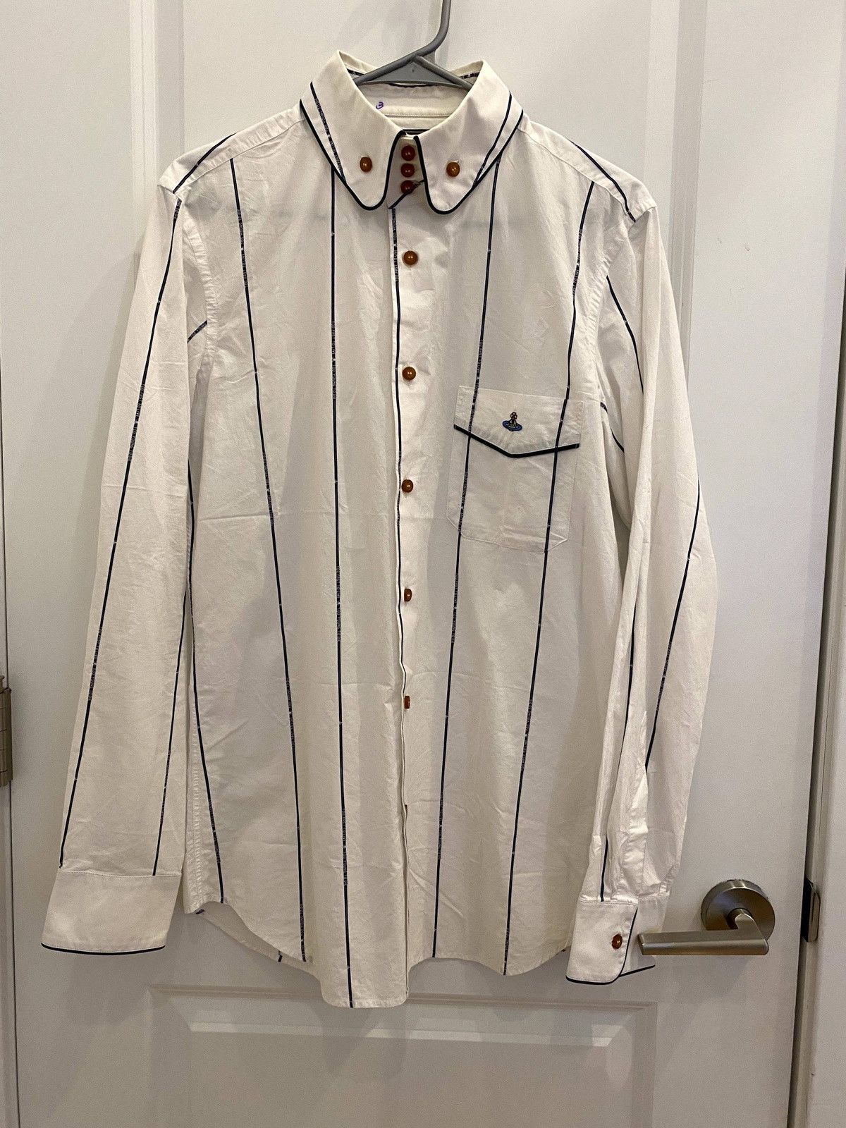 image of Vivienne Westwood Vw Man Striped Shirt in White, Men's (Size Medium)