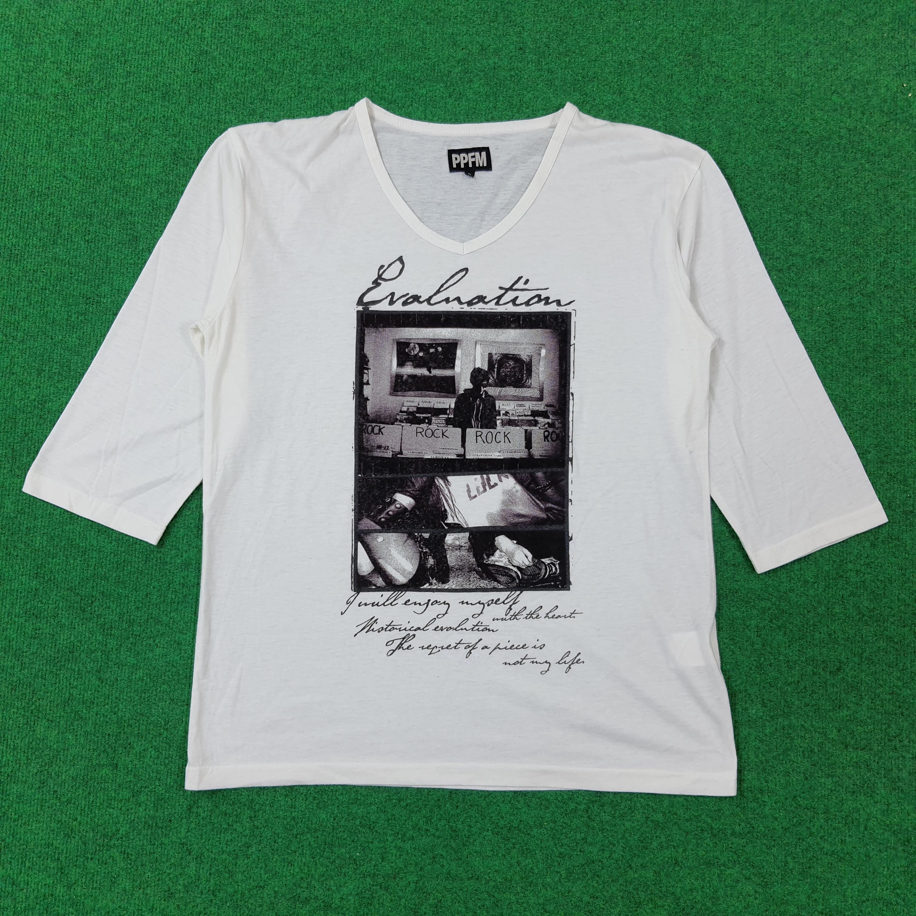 Japanese Brand × PPFM × Vintage Vintage PPFM Rock Japan Brand 3Q V Neck Tshirt C196N58 Size US M / EU 48-50 / 2 - 1 Thumbnail