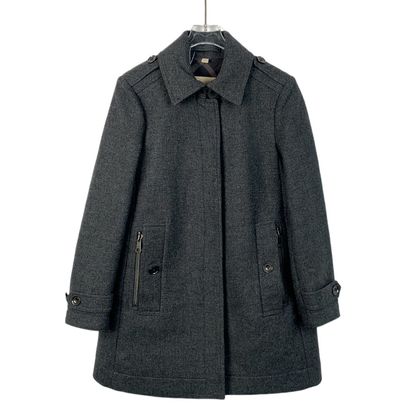 Burberry Brit Black-Grey Wool Shawl Collar Coat (Size 40/M)
