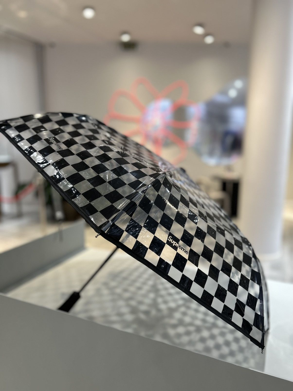 Supreme Supreme ShedRain Transparent Checkerboard Umbrella Black