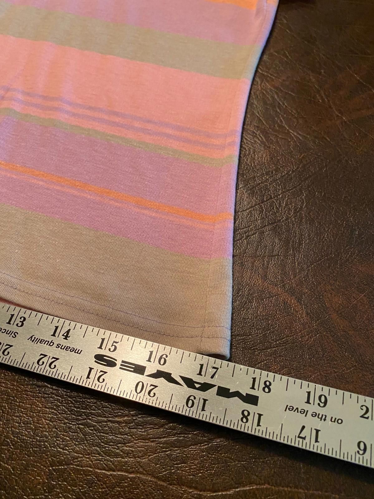 Designer Vintage ACTIII Pink/Grey/Orange Striped SS T-Shirt (B11) Size M / US 6-8 / IT 42-44 - 11 Thumbnail