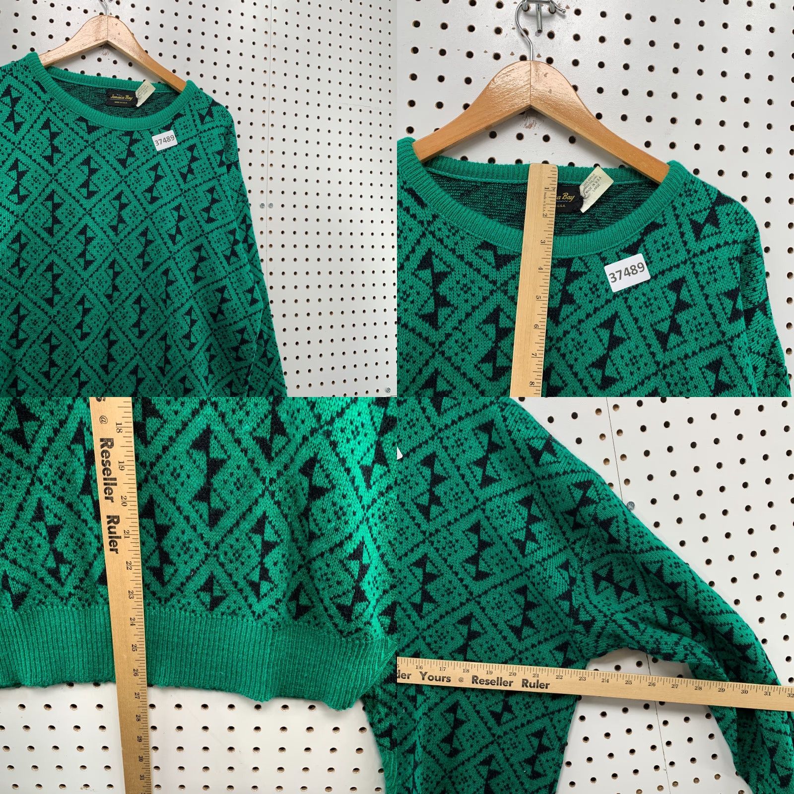 Vintage VINTAGE Jamaica Bay Knit Sweater Mens Large Green Geometric Acrylic USA Pullover Size US L / EU 52-54 / 3 - 8 Thumbnail