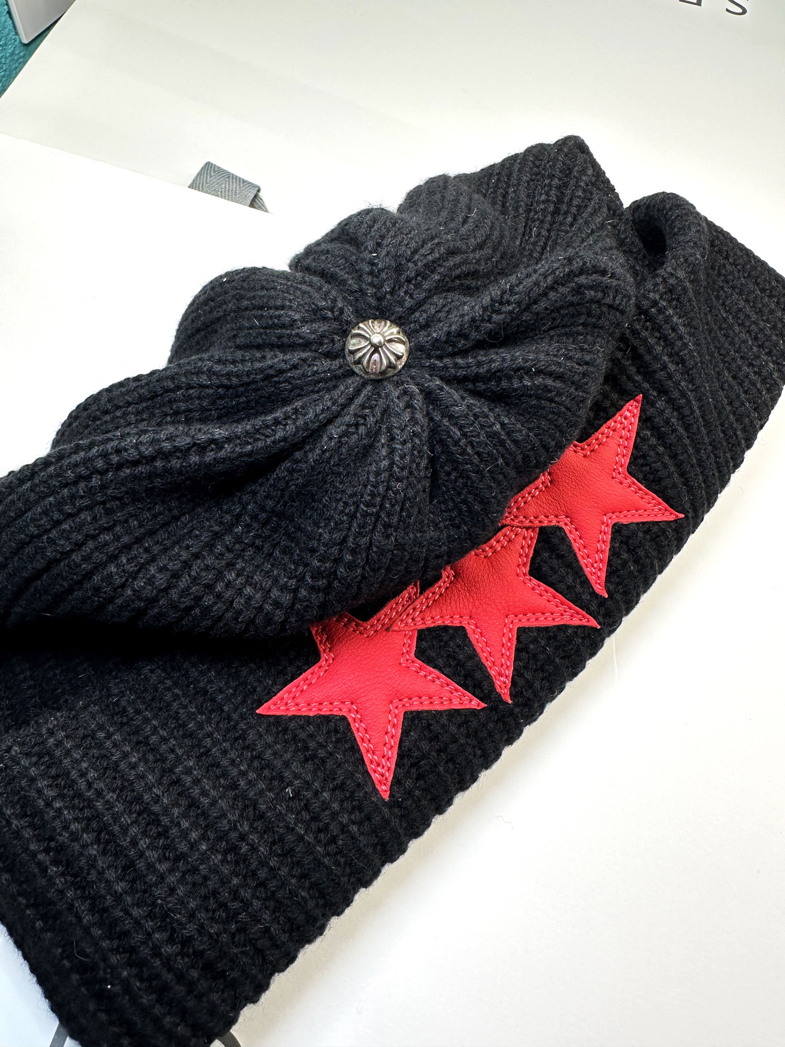Chrome Hearts Chrome Hearts Triple star leather patch cashmere beanie Size ONE SIZE - 3 Thumbnail