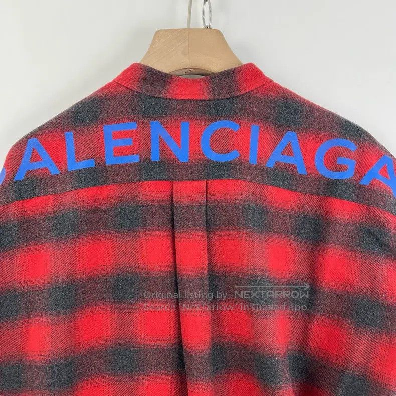 Balenciaga Balenciaga Black and Red Plaid Back Logo Ribbon Shirt Size XS / US 0-2 / IT 36-38 - 7 Thumbnail