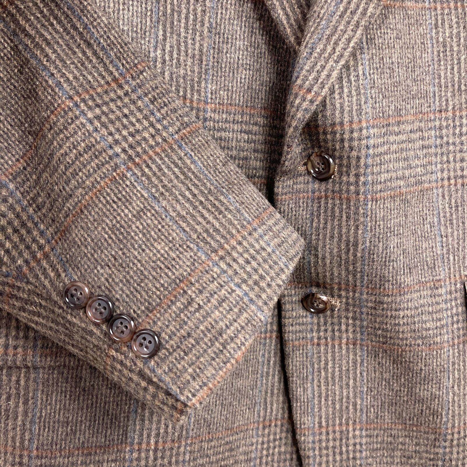 Savile Row Savile Row Wool Tweed Sport Coat Brown Glen Check Mens 42S Size 42S - 3 Thumbnail