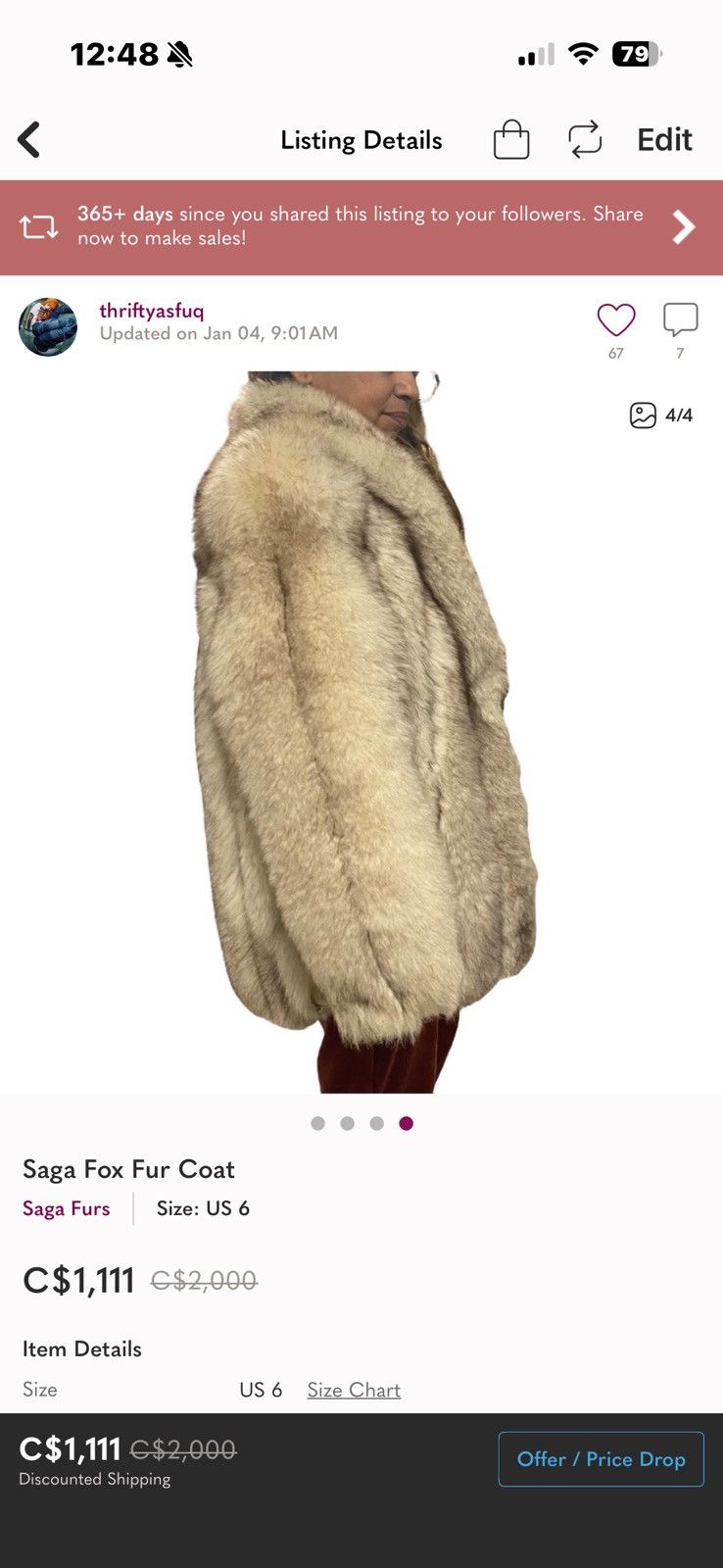 Sagafurs Saga fox cream fur coat Size M / US 6-8 / IT 42-44 - 5 Thumbnail