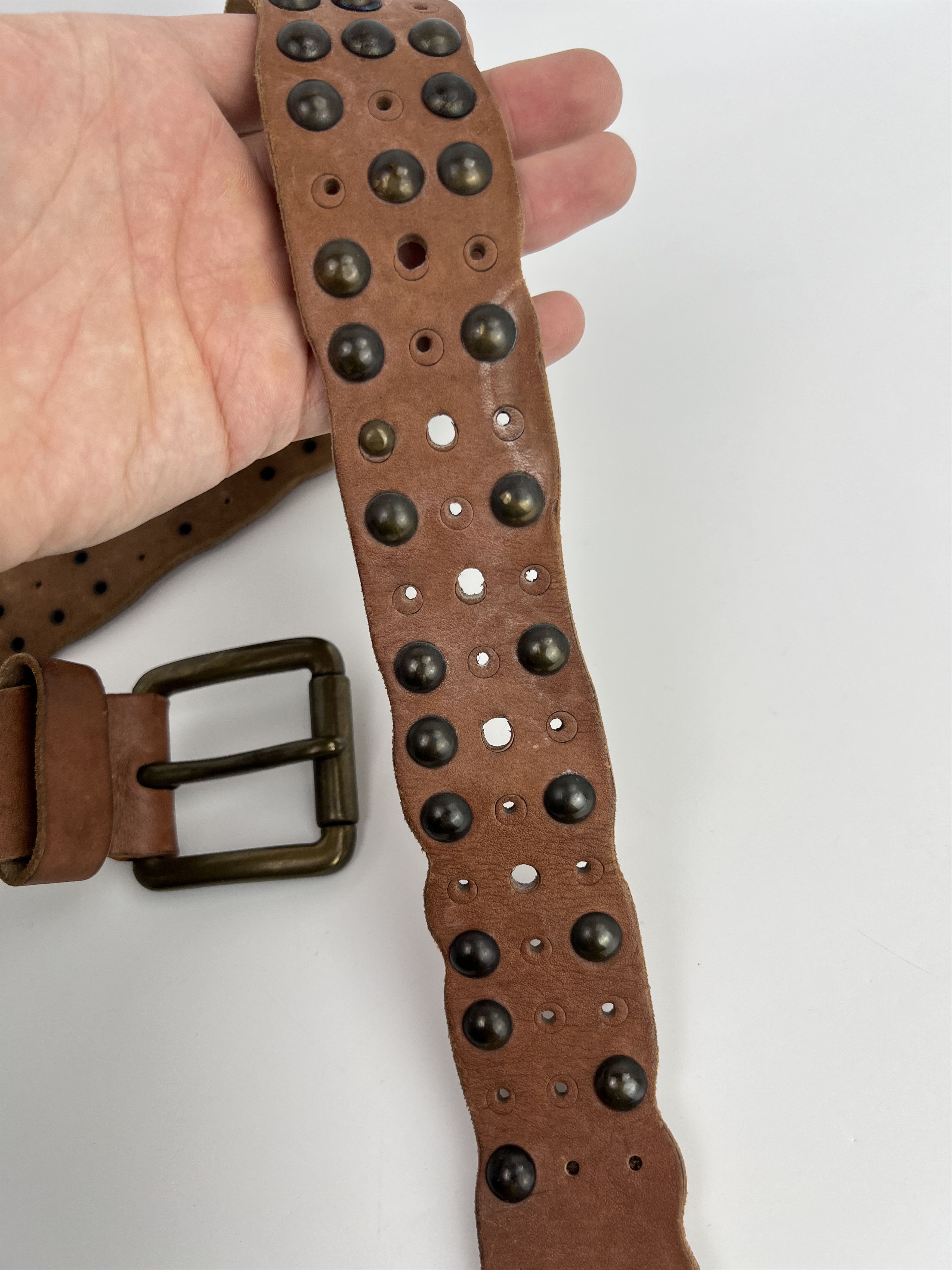Diesel Vintage Diesel Studded Rhinestones Brown Leather Belt Size ONE SIZE - 6 Thumbnail
