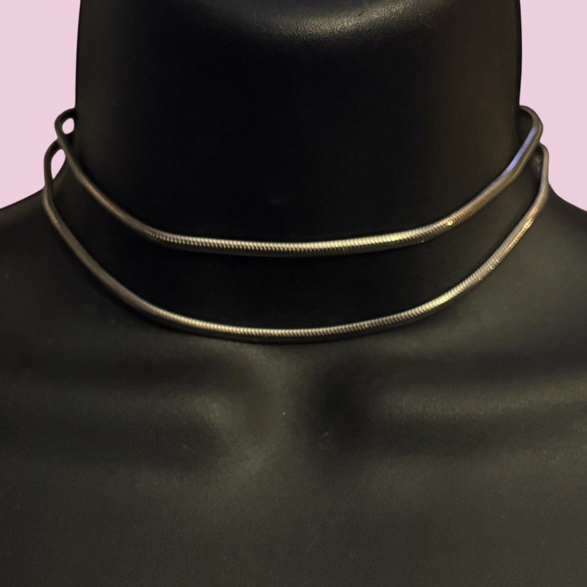 Vintage Vintage silver tone double snake chain choker necklace Size ONE SIZE - 1 Thumbnail
