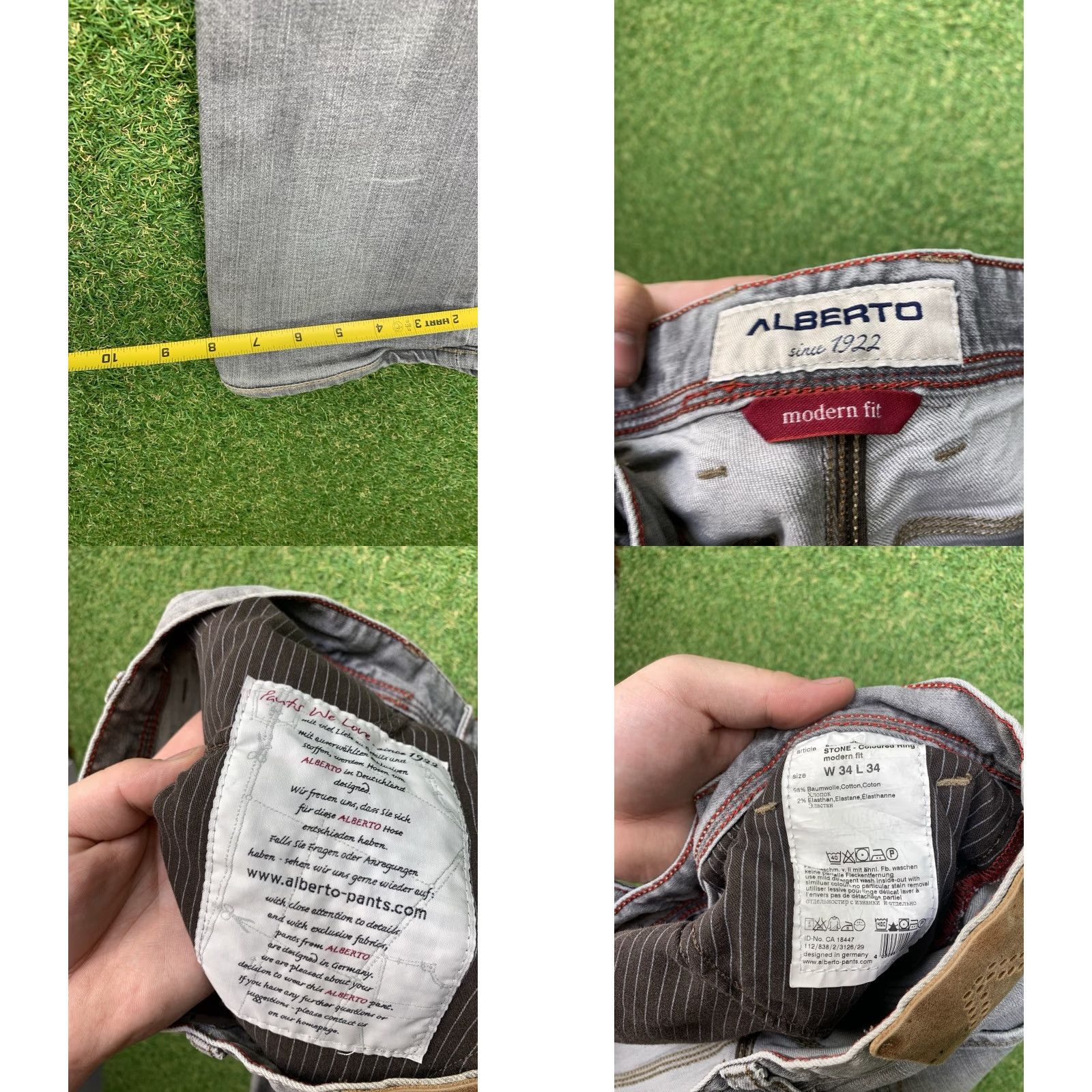 Vintage ALBERTO Jeans 34X34 Grey Modern Stone Fit Straight Rise Casual Mens Size US 34 / EU 50 - 8 Thumbnail