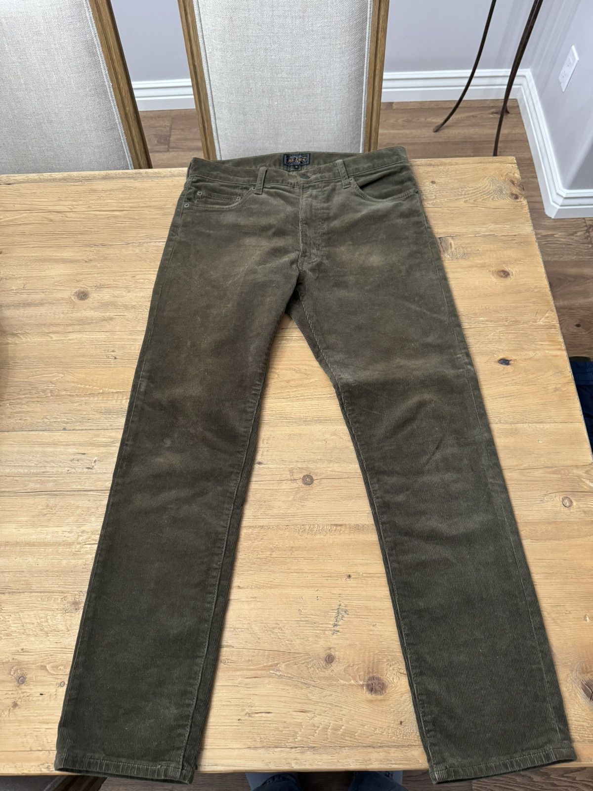 image of Beams Plus 5 Pocket Corduroy Pants in Green, Men's (Size 32)