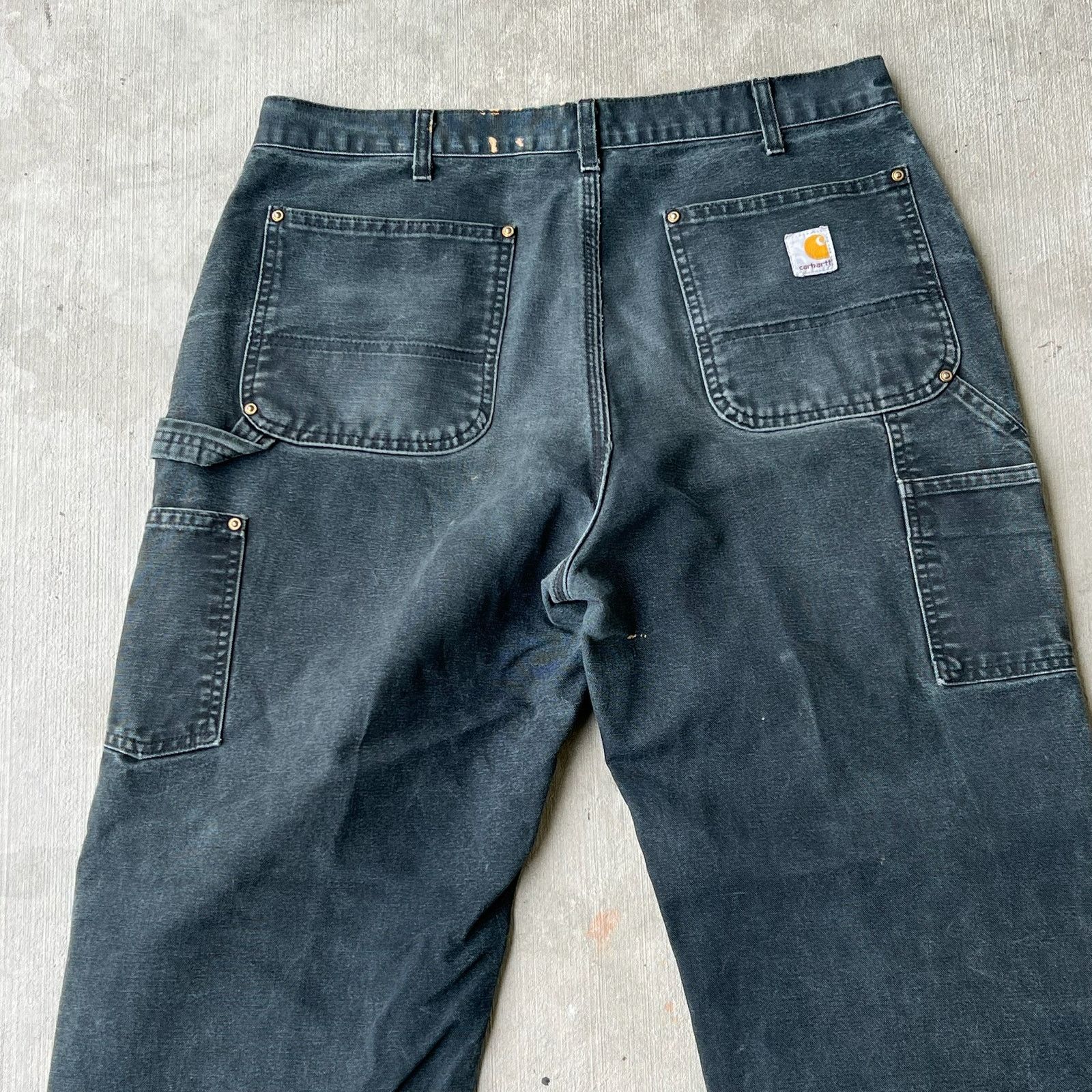 Carhartt × Vintage Carhartt faded black double knee work wear carpenter pants Size US 35 - 5 Thumbnail