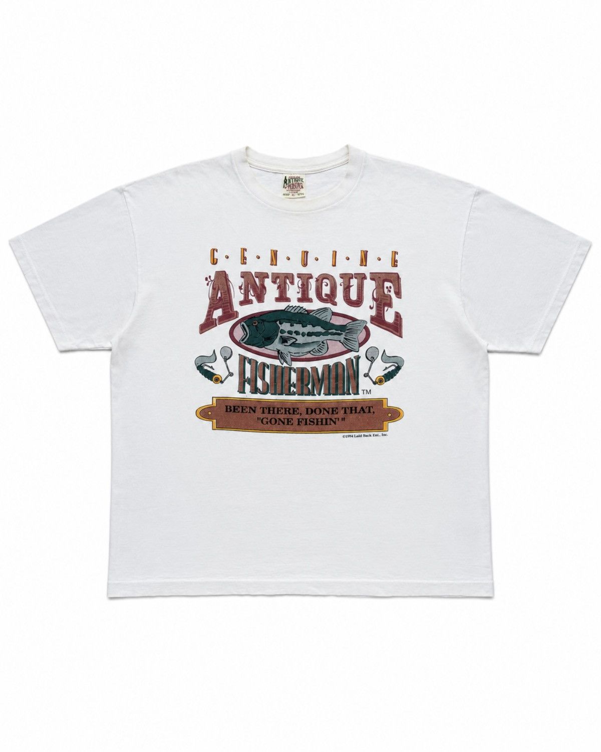 Vintage Genuine Antique Fisherman Graphic Laid Back Ent. 1994 Size US XL / EU 56 / 4 - 1 Thumbnail