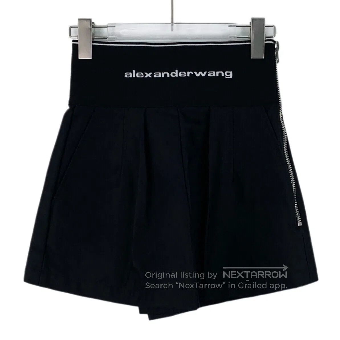 Alexander Wang Alexander Wang size XS Black stretch logo lettered cotton Size US 27 - 1 Thumbnail