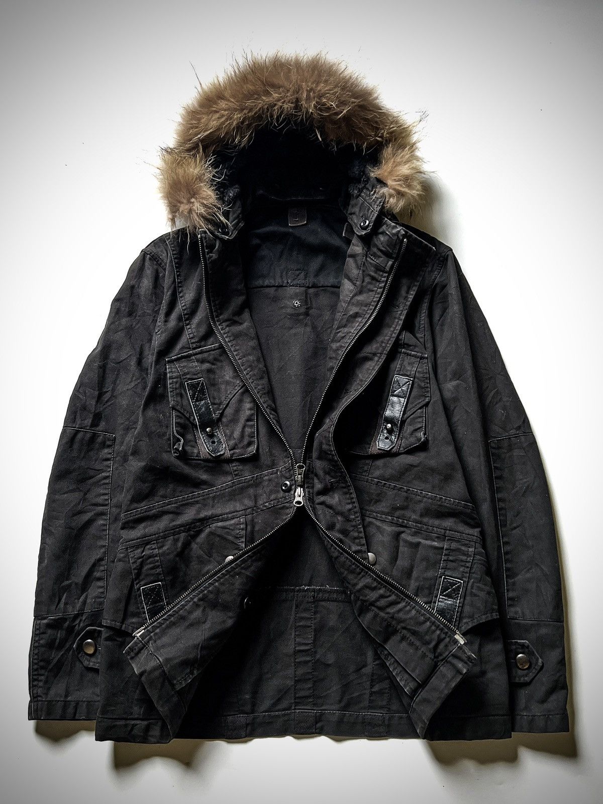 PPFM PPFM Japanese Brand Utility Fur Hooded Jacket Parka Black00s Size US M / EU 48-50 / 2 - 7 Thumbnail