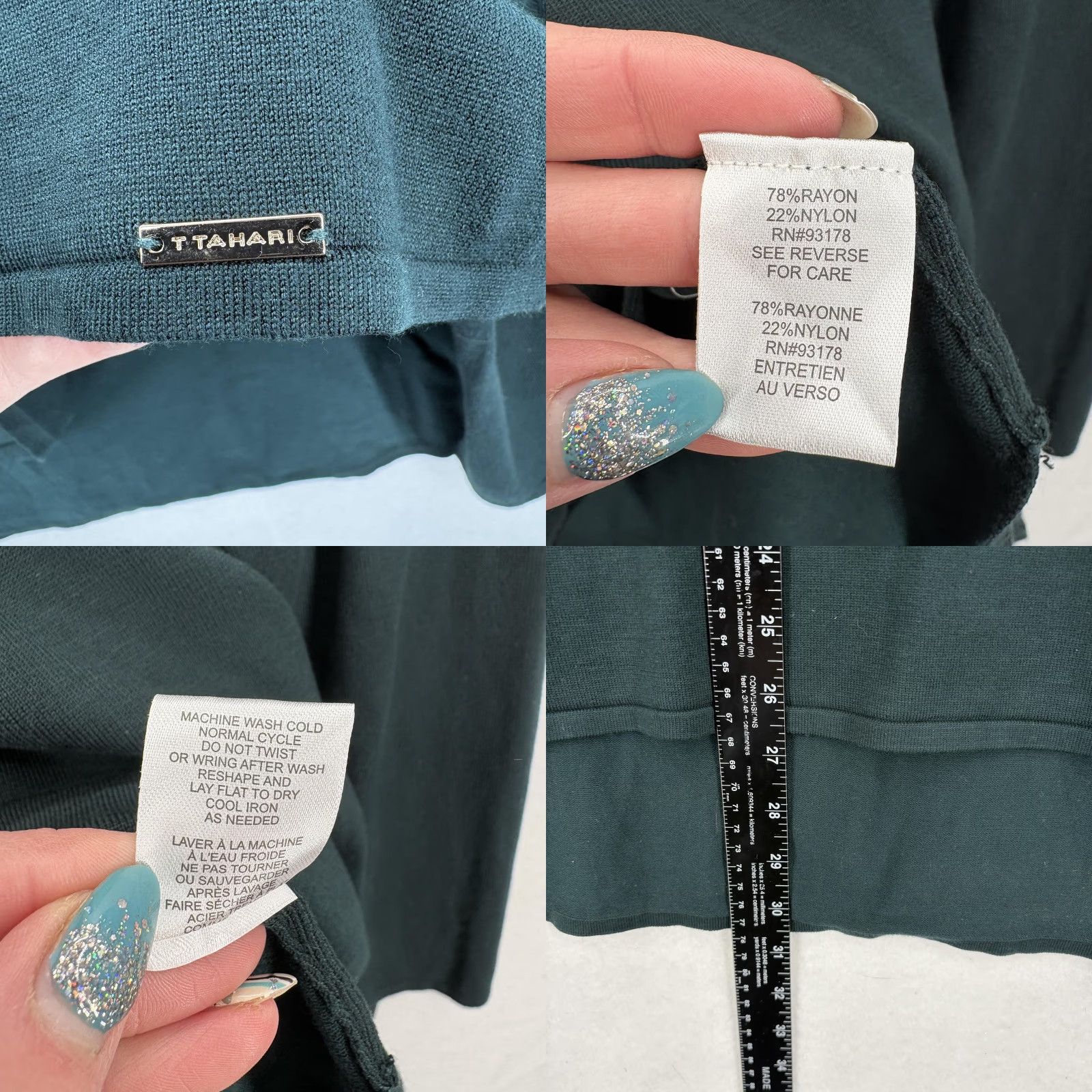 Vintage Tahari Sweater Tunic Womens 1X Green Pine Boat Neck Long Sleeve Christmas NWT Size XL / US 12-14 / IT 48-50 - 8 Thumbnail