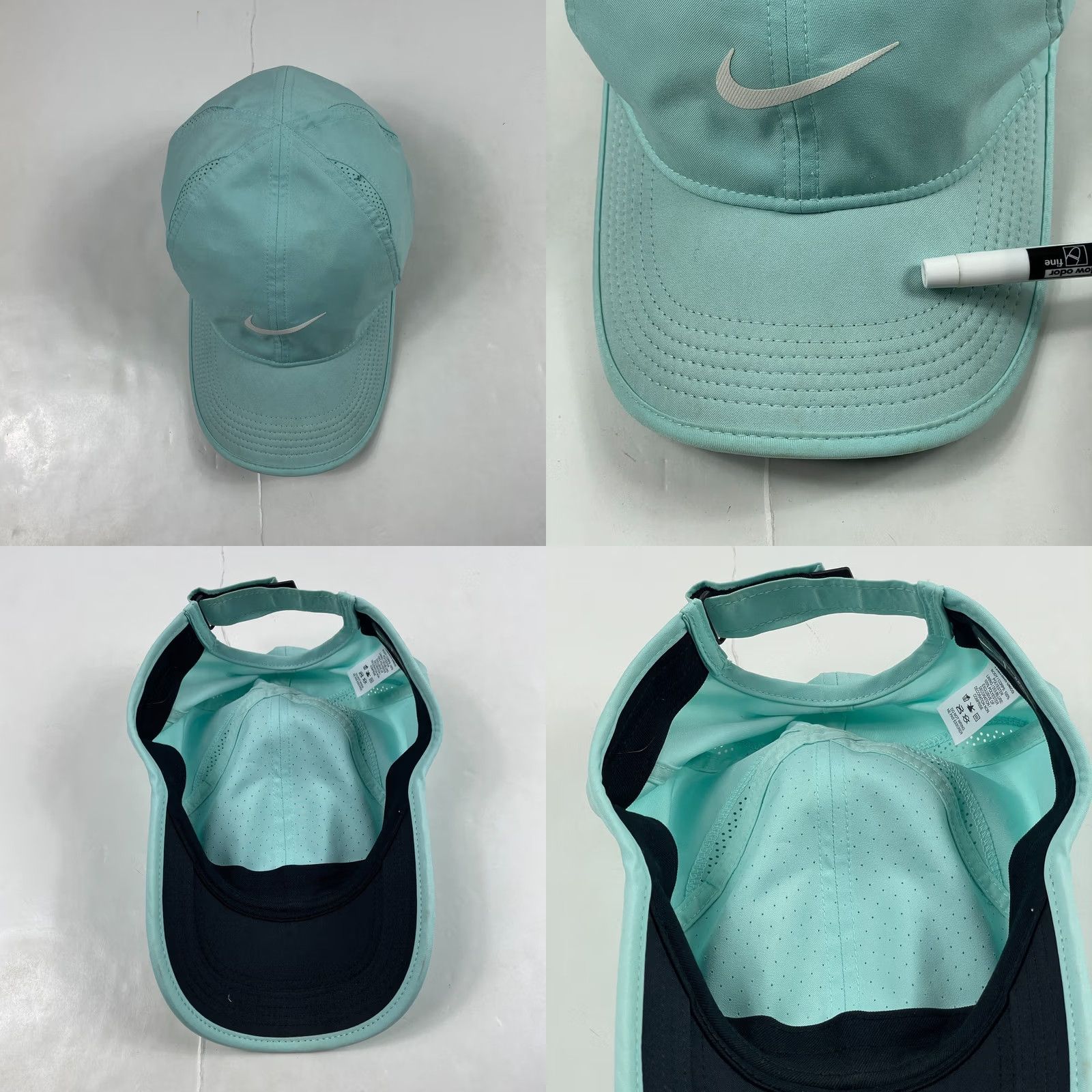 Nike Nike Mens Hat Cap Strap Back Blue Featherlight Dri Fit Running Golfing Swoosh Size ONE SIZE - 8 Thumbnail