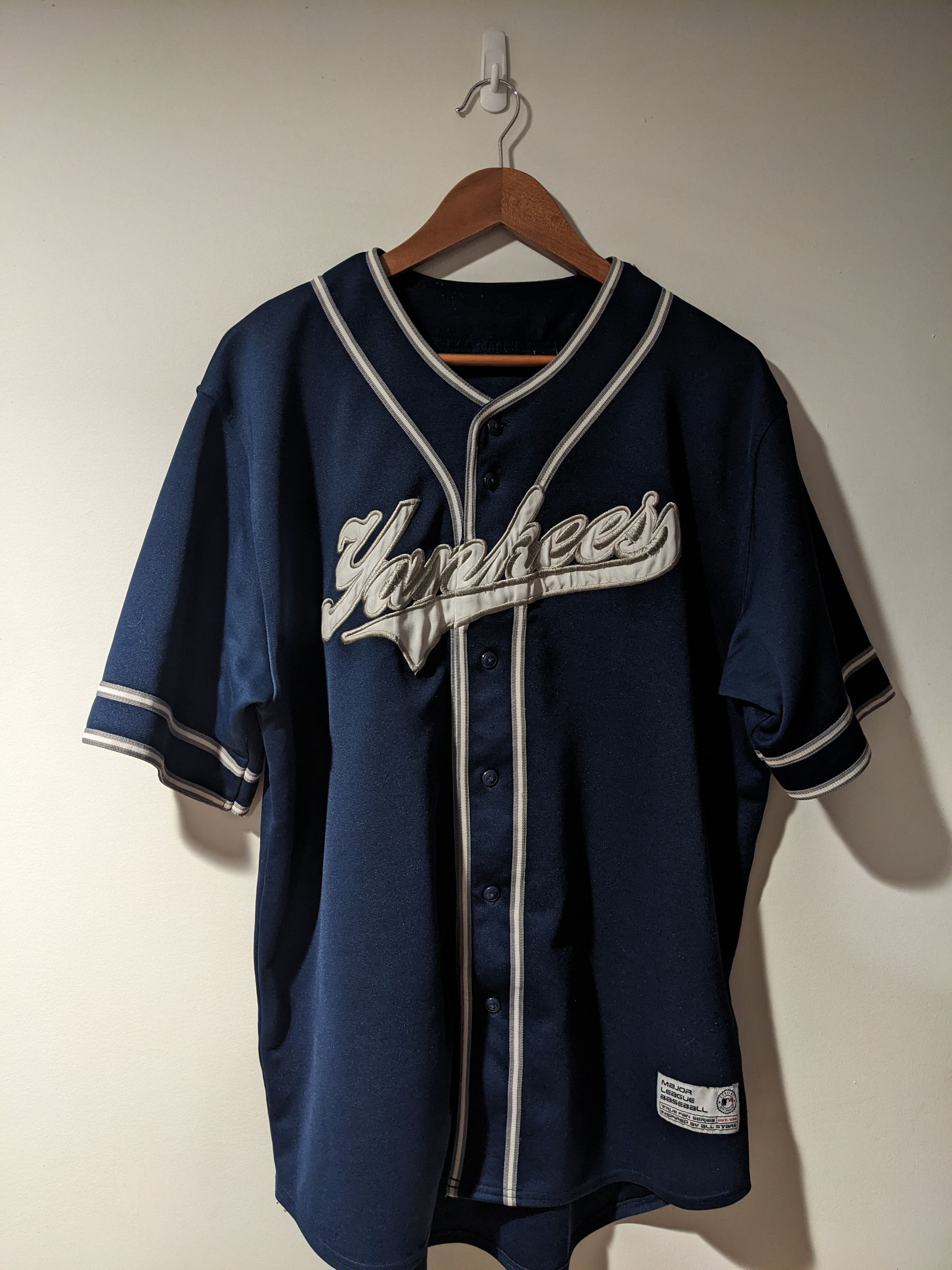 MLB × New York Yankees × Vintage Vintage 90s New York Yankees MLB Baseball Blue Large Jersey Size US L / EU 52-54 / 3 - 1 Thumbnail