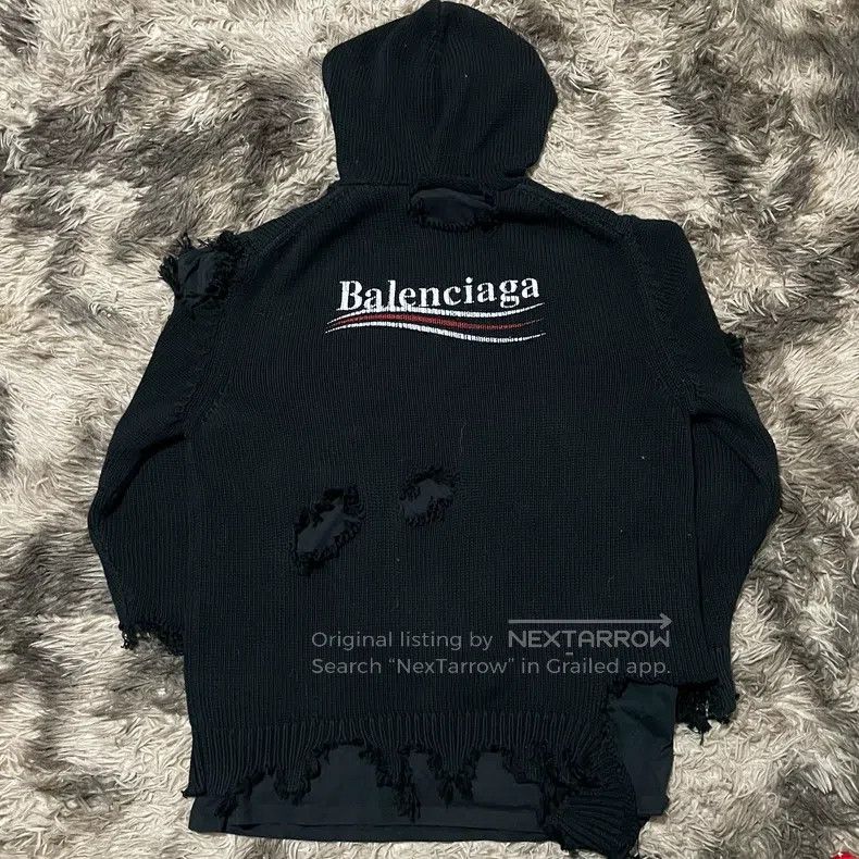 Balenciaga Balenciaga Ripped Cola Thick Faux Two-Piece Sweater Size US M / EU 48-50 / 2 - 2 Thumbnail