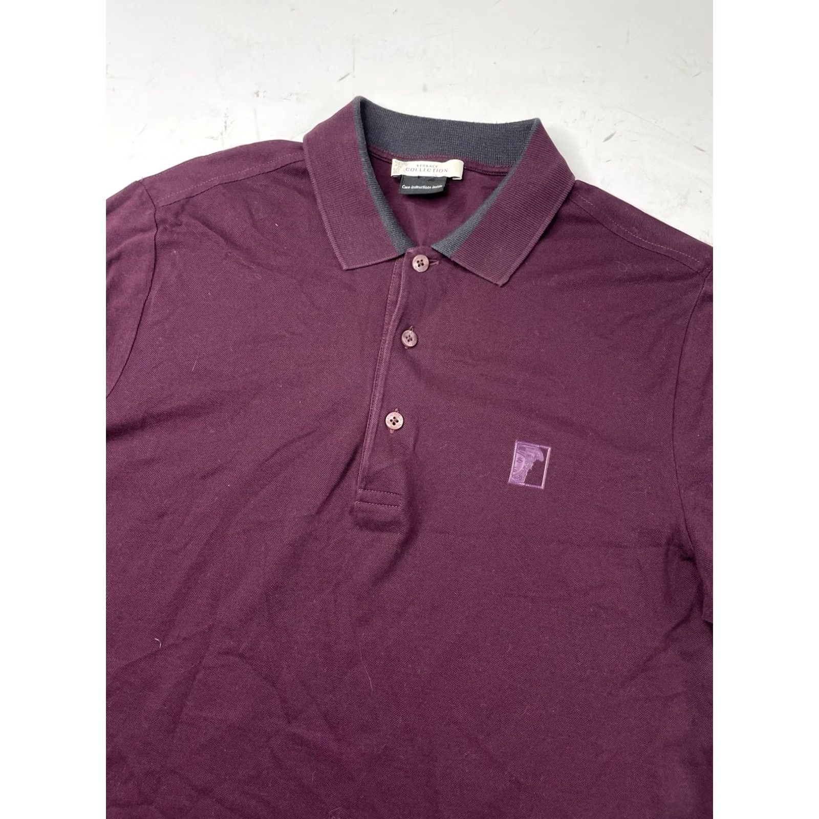 Vintage VERSACE Collection Polo Shirt Burgundy Mens M Medusa Logo Designer Polo Shirt V800051 Size US M / EU 48-50 / 2 - 2 Thumbnail