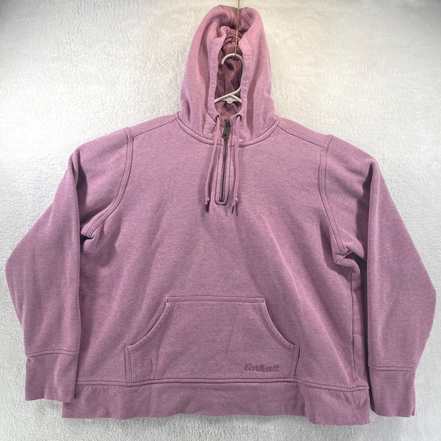 Carhartt Carhartt Pink Womens 2XL Hoodie Hooded Sweatshirt 1/4 Zip Pullover Pockets Nike Size XXL / US 16-18 / IT 52-54 - 2 Thumbnail