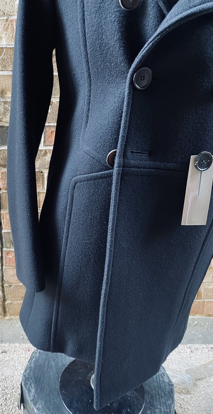 Dior Dior Homme 🇮🇹 x Hedi Slimane Navy Felted Wool Peacoat 48 NWT Size US M / EU 48-50 / 2 - 13 Thumbnail