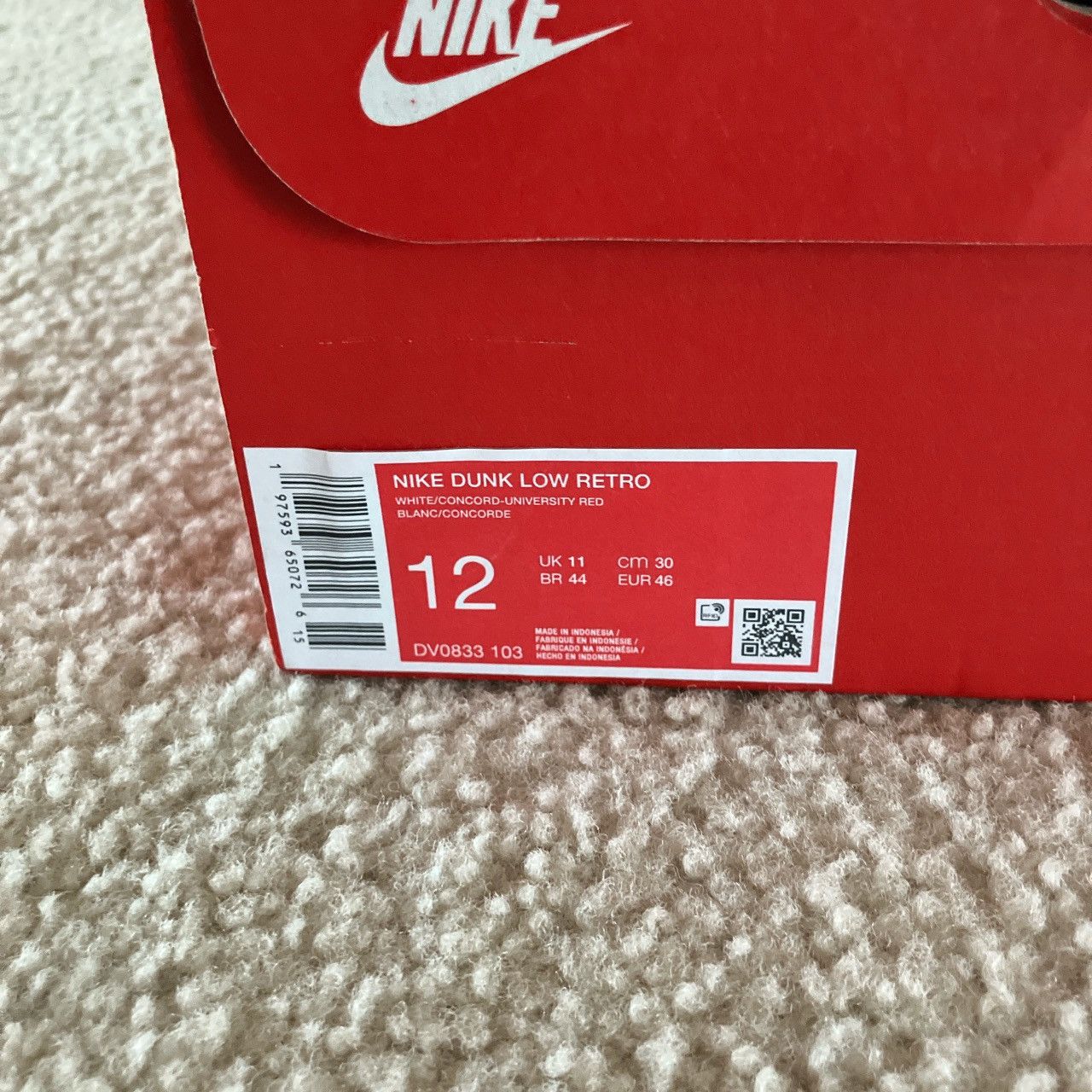 Nike Nike Dunk Low Retro White/Concord/University Red Size US 12 / EU 45 - 5 Thumbnail