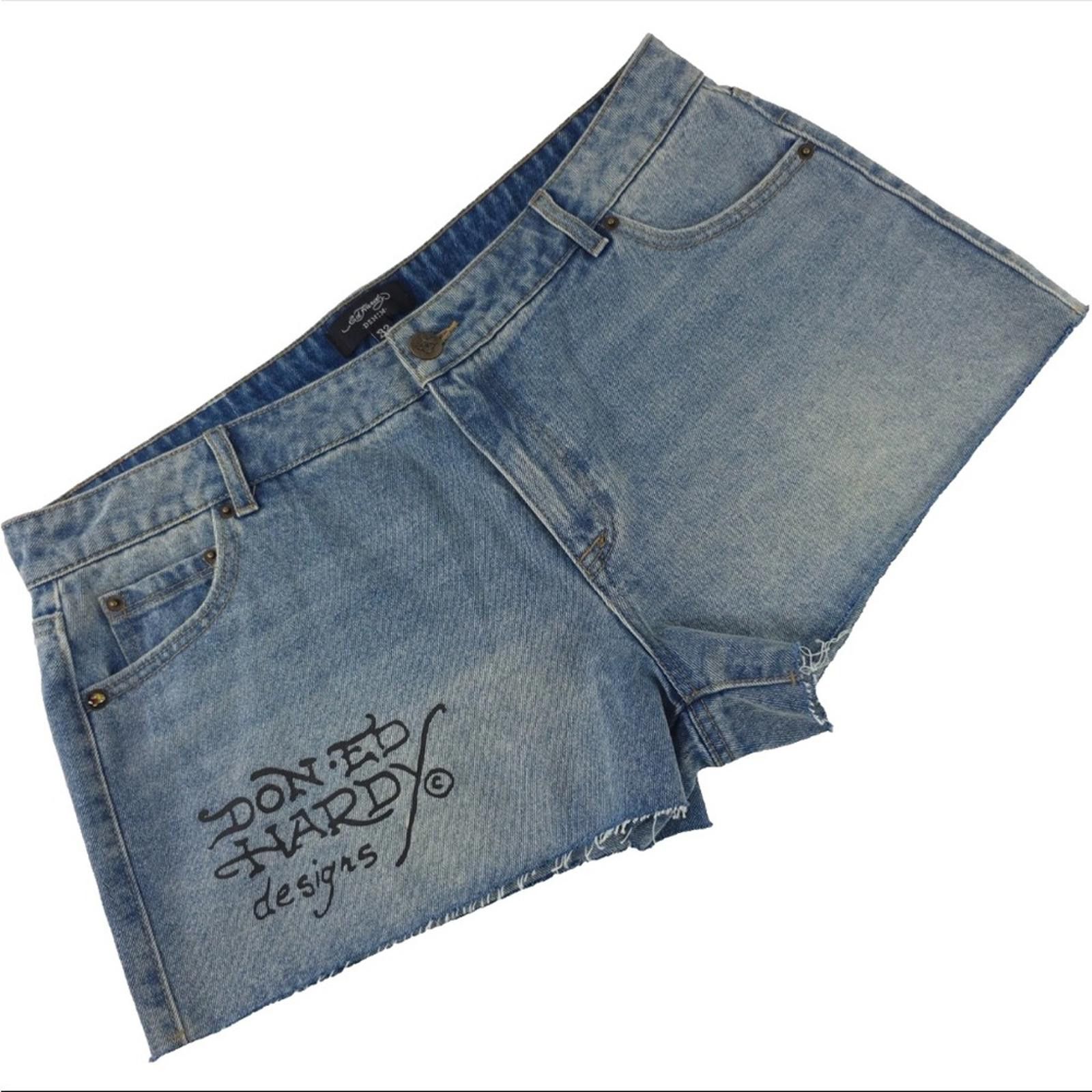 Ed Hardy Ed Hardy Denim Shorts with Tattoo Art Design Size 36" / US 14 / IT 50 - 2 Thumbnail