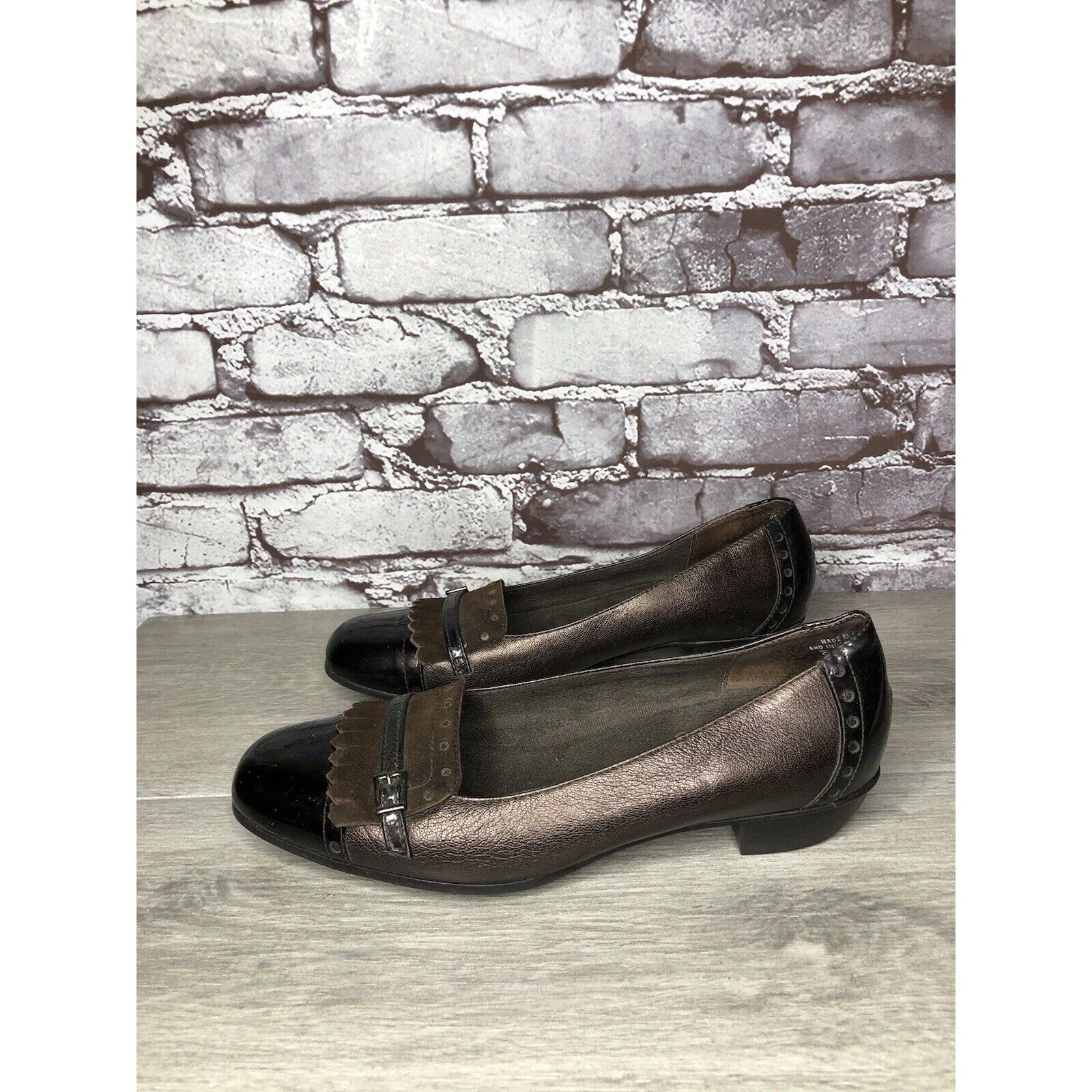 Other Munro Womens Morgan Brown Bronze Leather Kiltie Slip-On Flat Size US 8 / IT 38 - 2 Thumbnail