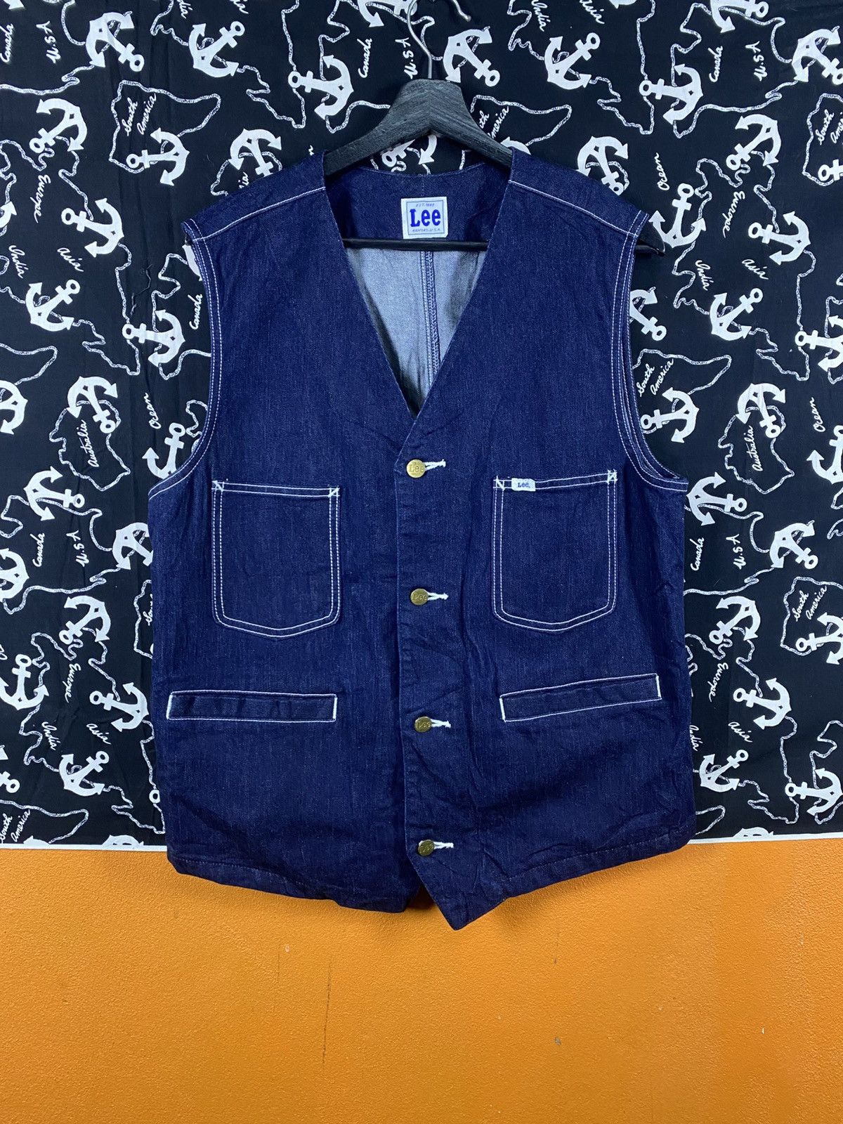 Lee Lee Denim Workwear Vest Indigo Blue Button-Up Utility Vest Size US XL / EU 56 / 4 - 3 Thumbnail
