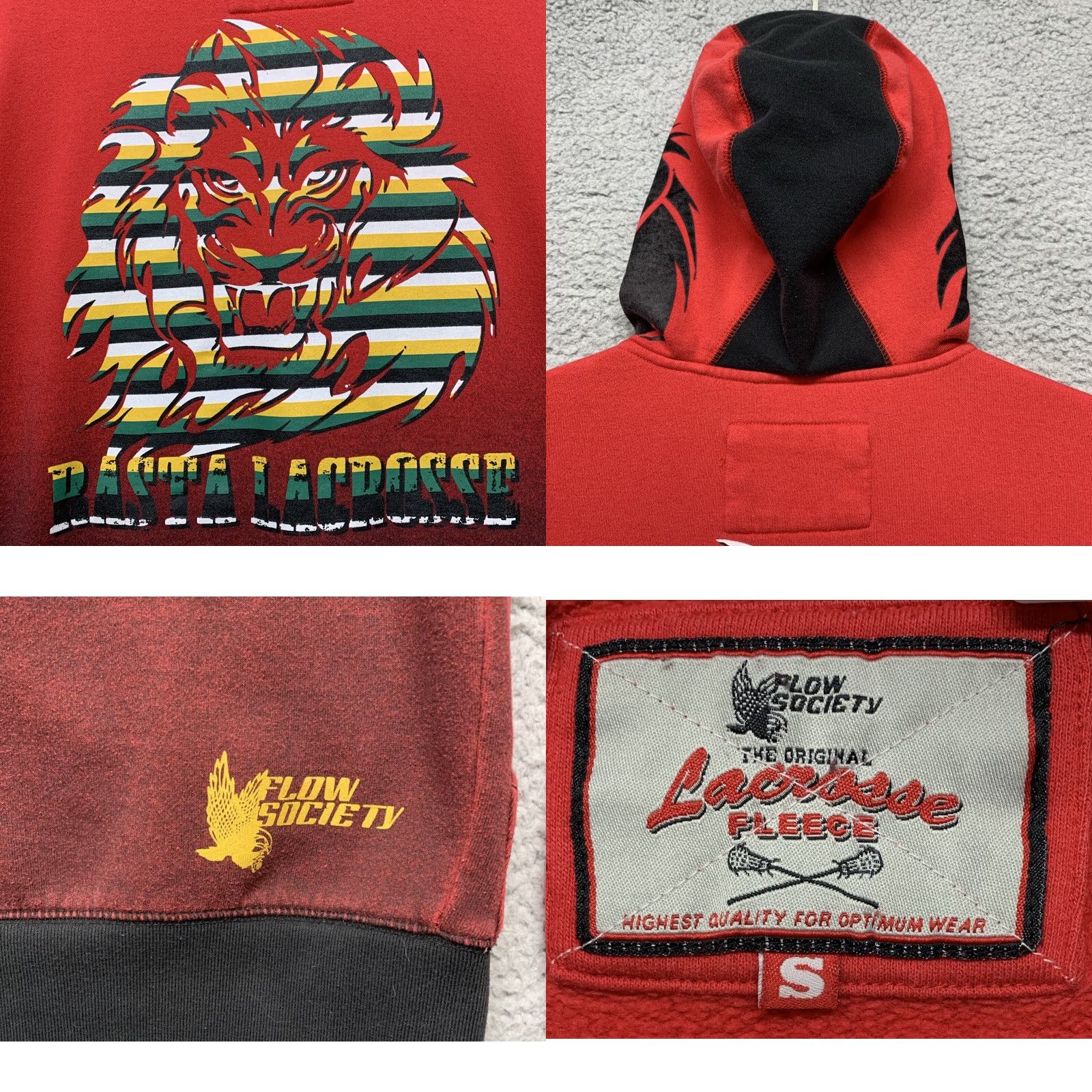 Vintage Flow Society Lacrosse Jacket Women’s Small Full Zip Hooded Pockets Red Size S / US 4 / IT 40 - 9 Thumbnail
