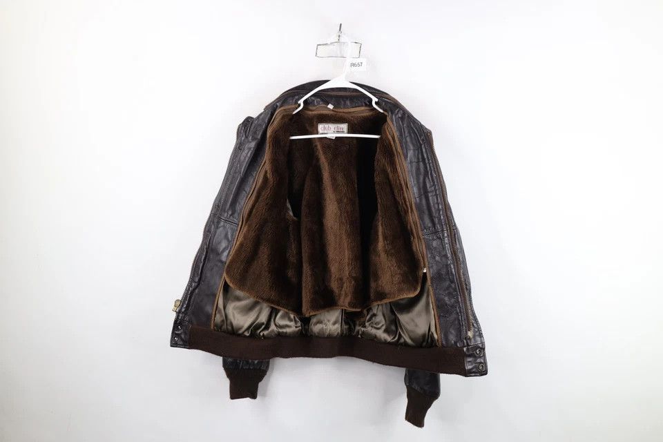Vintage Vintage 70s Streetwear Brushed Leather Flight Bomber Jacket Size US XL / EU 56 / 4 - 9 Thumbnail