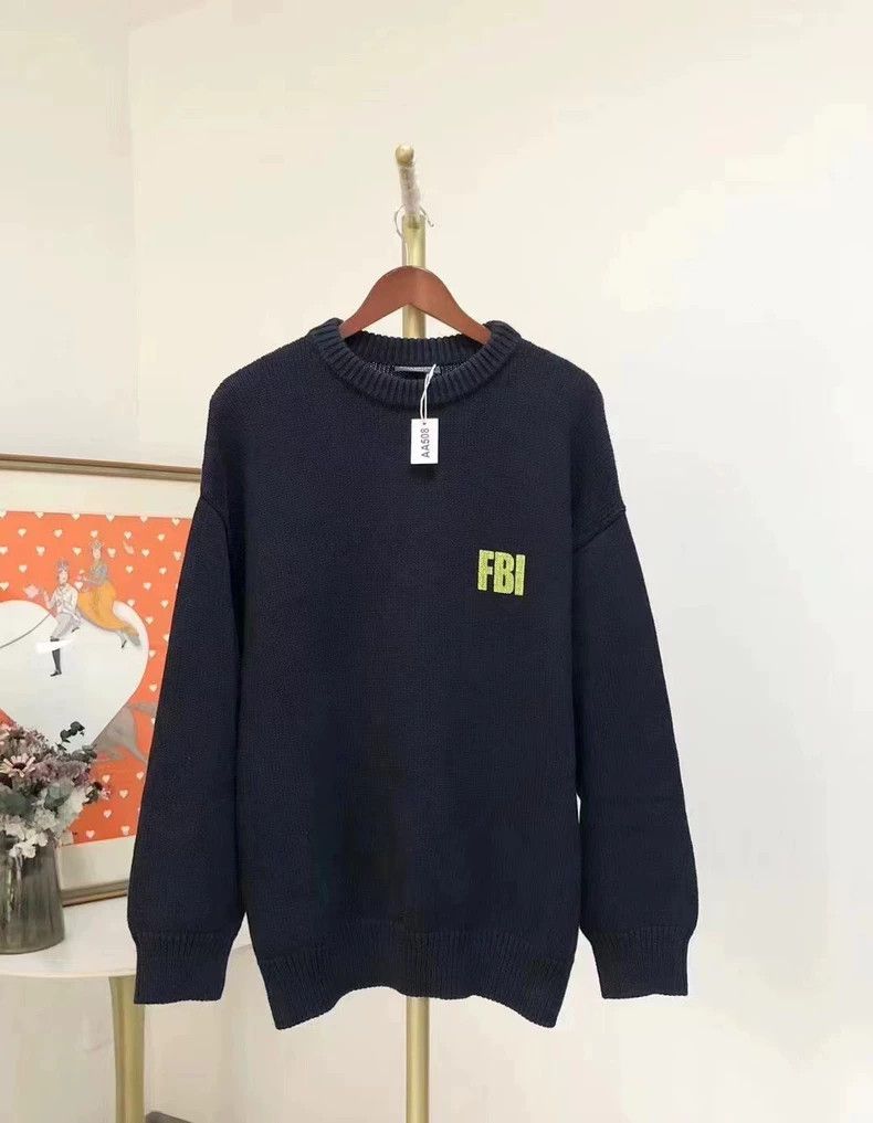 Balenciaga Men's Loose Knit Sweater with FBI Logo-dmc Size US S / EU 44-46 / 1 - 1 Thumbnail