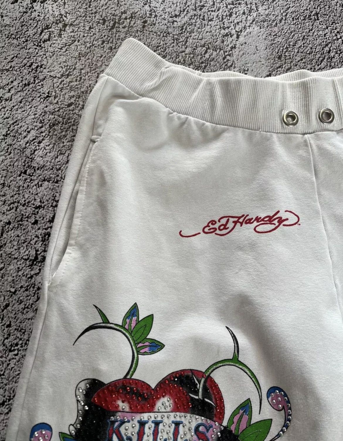 Ed Hardy × Vintage Ed Hardy Exclusive White Breeches Love Kills Slowly Size M Size 32" / US 10 / IT 46 - 6 Thumbnail